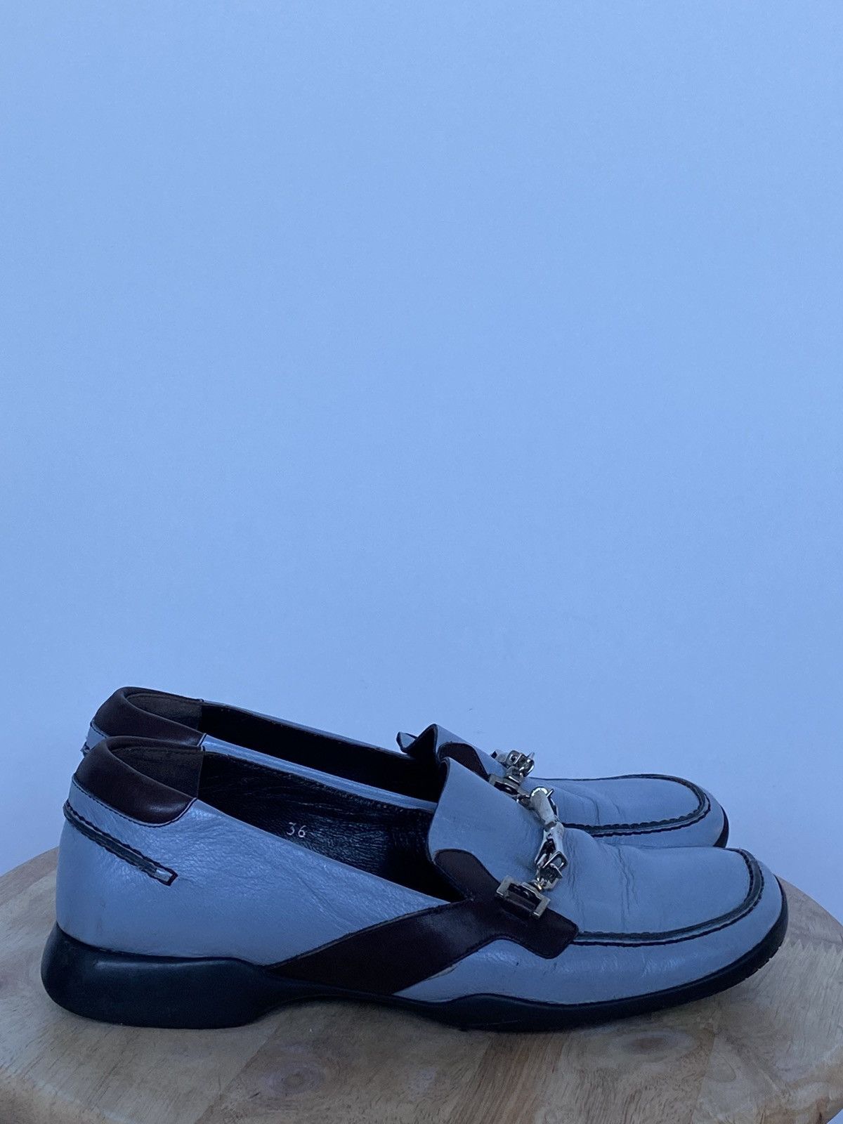 Miu Miu × Prada × Vintage Prada Bintage Baby Blue Leather Flats Loafers Size US 6 / IT 36 - 5 Thumbnail