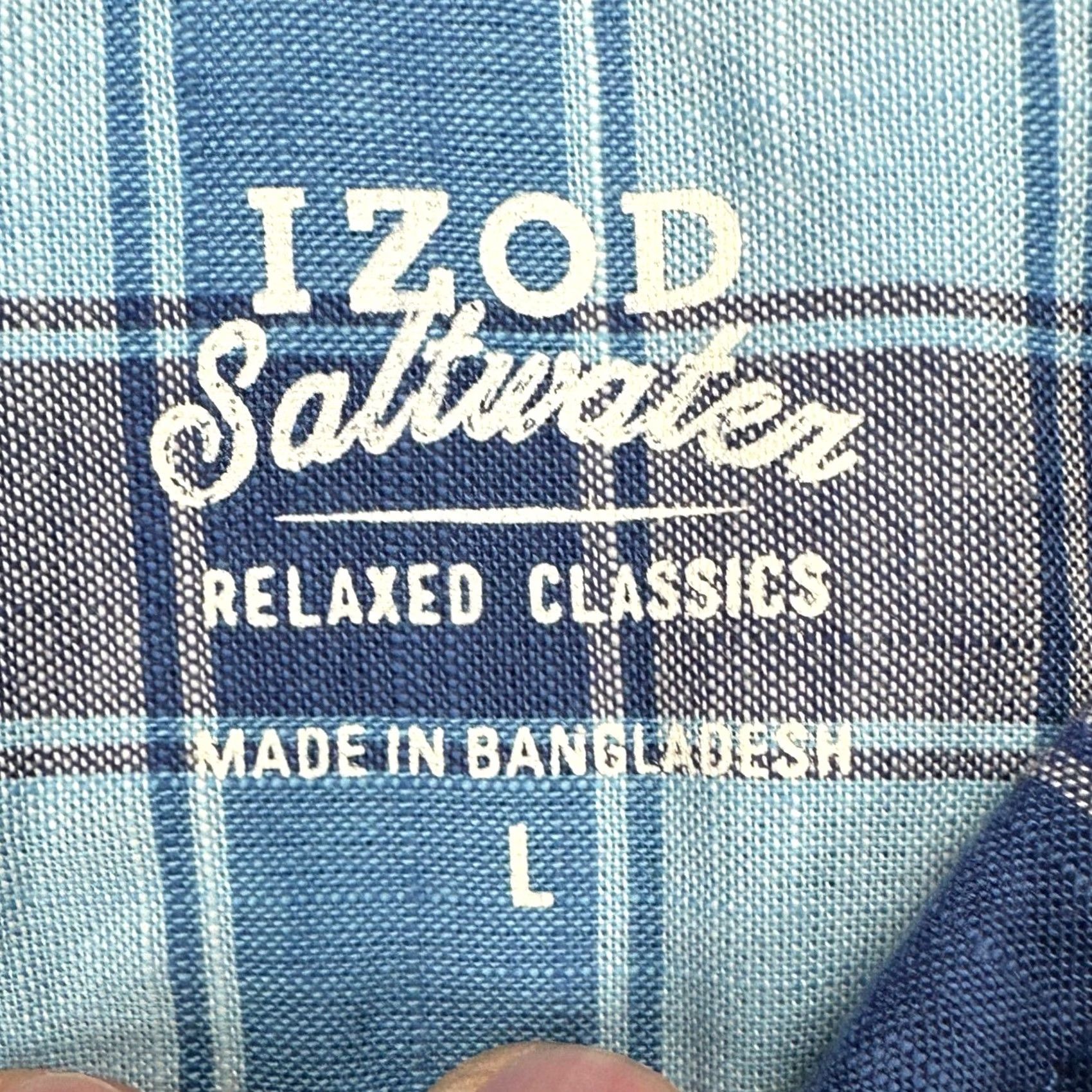Izod Izod Saltwater Mens Shirt Large Blue Plaid Flap Pocket Button Up Relaxed NEW Size US L / EU 52-54 / 3 - 5 Thumbnail