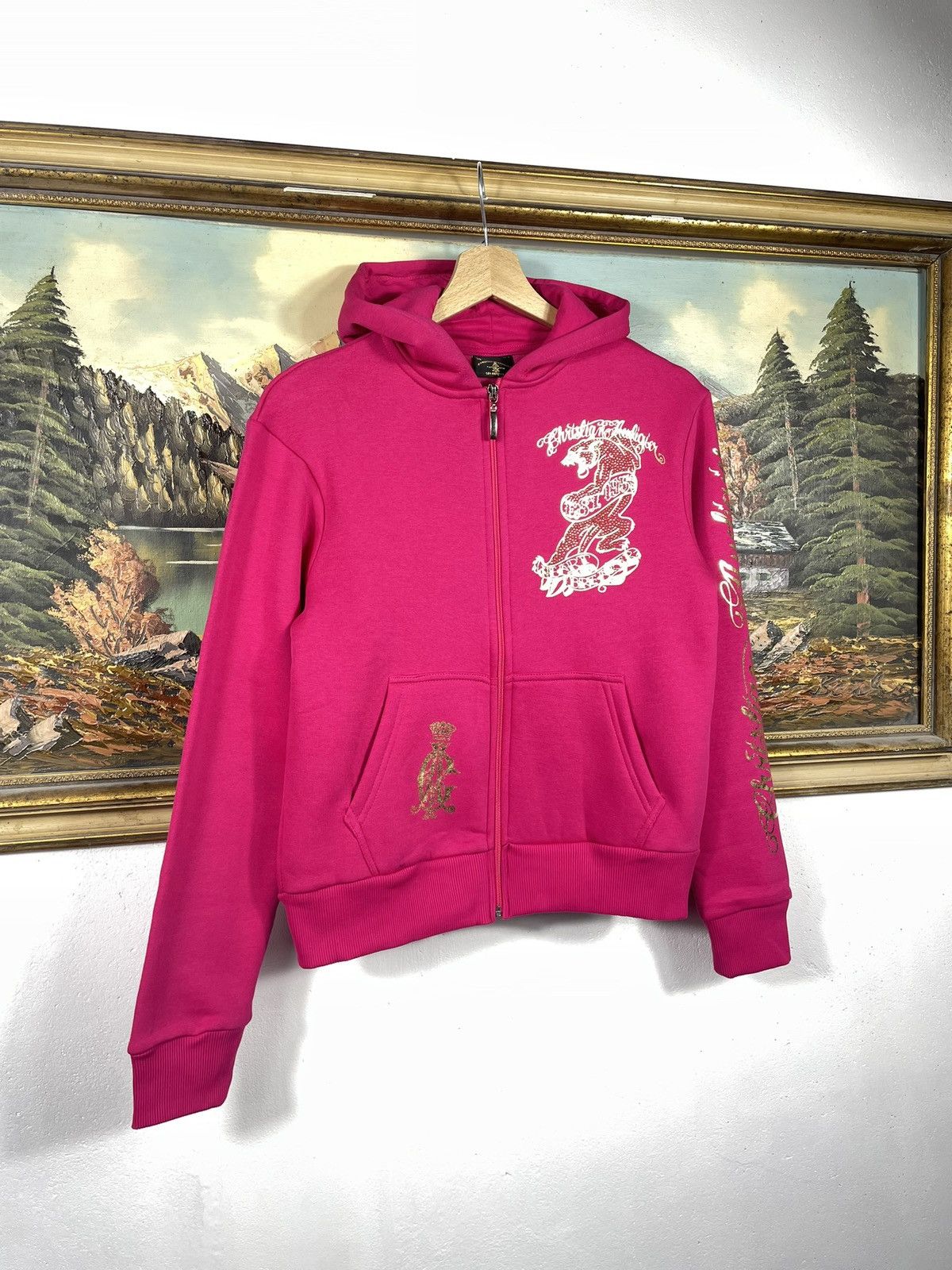 Christian Audigier × Ed Hardy × Vintage Ed Hardy Retro 00s Hoodie With Crystals Affliction Grunge Size US XS / EU 42 / 0 - 4 Thumbnail