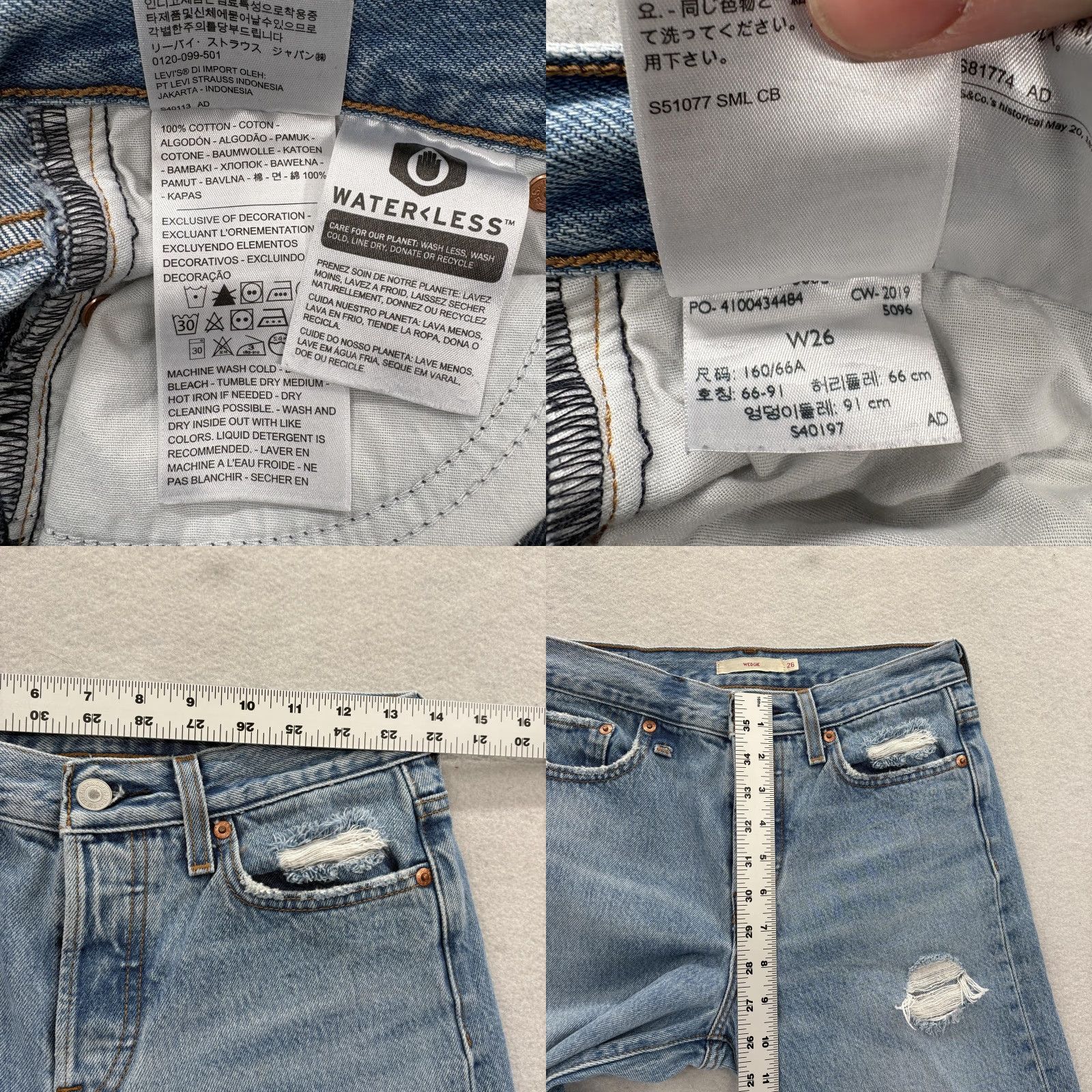 Levi's Levis Premium Wedgie Straight Jeans Womens 26 Blue High Rise Distressed Pockets 5-Pocket Denim Jeans Womens Size 26" / US 2 / IT 38 - 8 Thumbnail