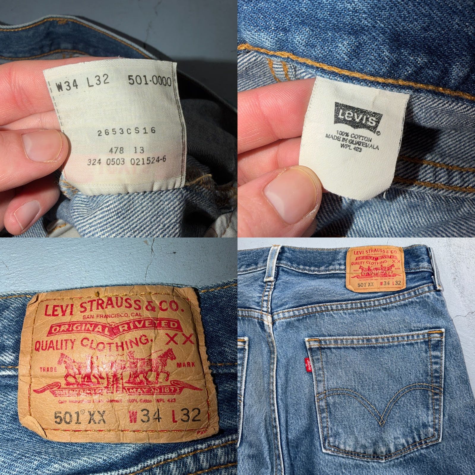 Levi's VINTAGE Levi's 501 Jeans Straight Blue Light Wash 34x32 90s 501 Series Mens Jeans Size US 34 / EU 50 - 9 Thumbnail