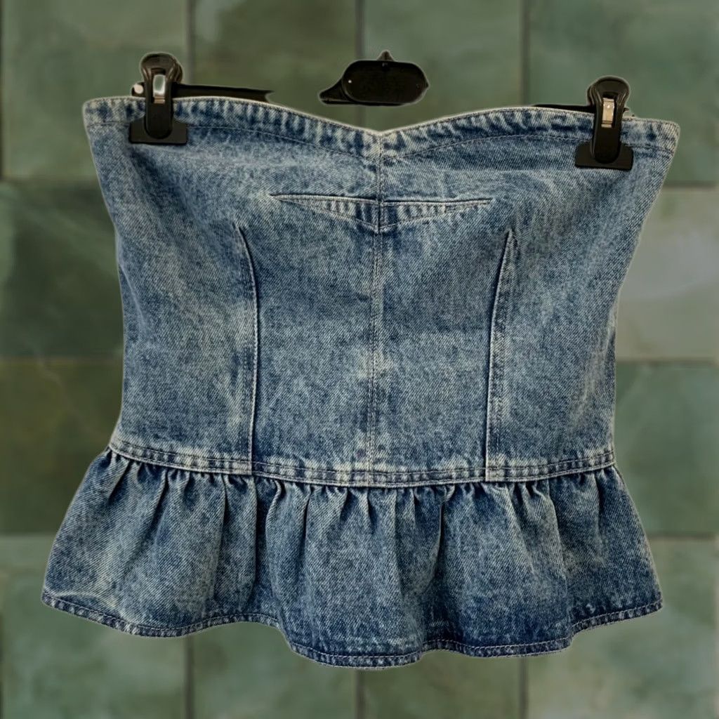 Isabel Marant Isabel Marant Étoile Solizinia Strapless Top Bustier Peplum Denim Acid Wash M 38 Blue Womens Size M / US 6-8 / IT 42-44 - 1 Thumbnail