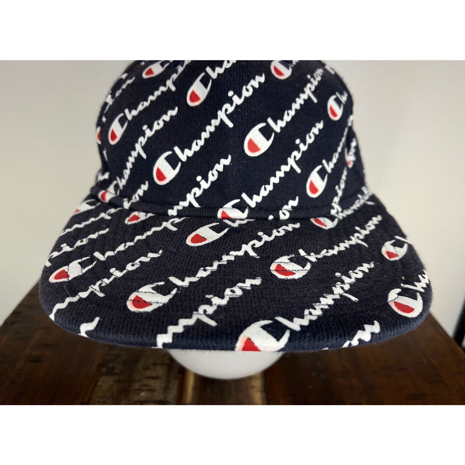 Champion CHAMPION Hat Cap One Size Blue All Over Print Logo Cotton Blend Adjustable Strapback Men Adult Golf Hat Size ONE SIZE - 3 Thumbnail