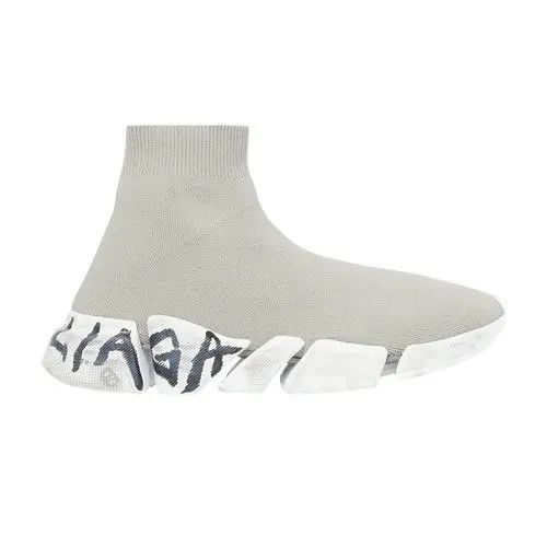 Balenciaga o1srvl11e0426 Speed 2.0 Graffiti Recycled knit Sneakers Grey Size US 13 / EU 46 - 1 Thumbnail