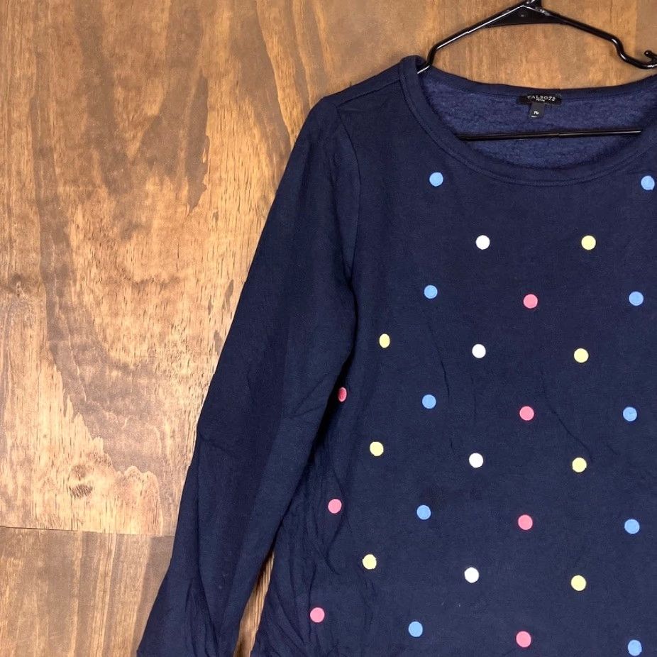Talbots Talbots Womens Sweater Navy Polka Dot Crew Neck Long Sleeve Cotton Blend MP Size M / US 6-8 / IT 42-44 - 3 Thumbnail