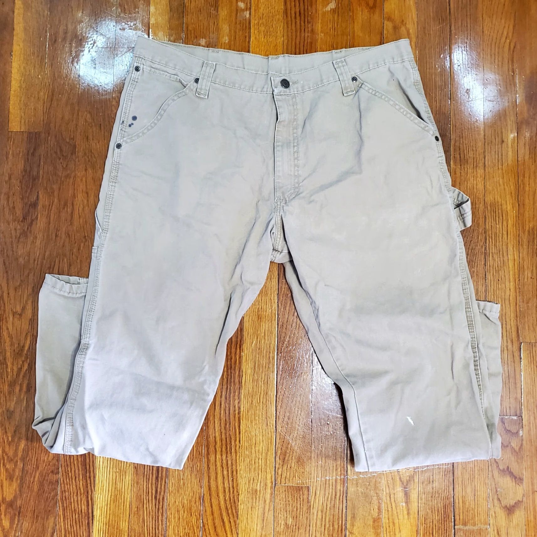 Wrangler VINTAGE Wrangler Carpenter Pants Mens 38x30 Brown Distressed 5-Pocket Utility Workwear Jeans Pants Mens Regular Brown Wrangler Logo Grunge 90s Size US 38 / EU 54 - 4 Thumbnail