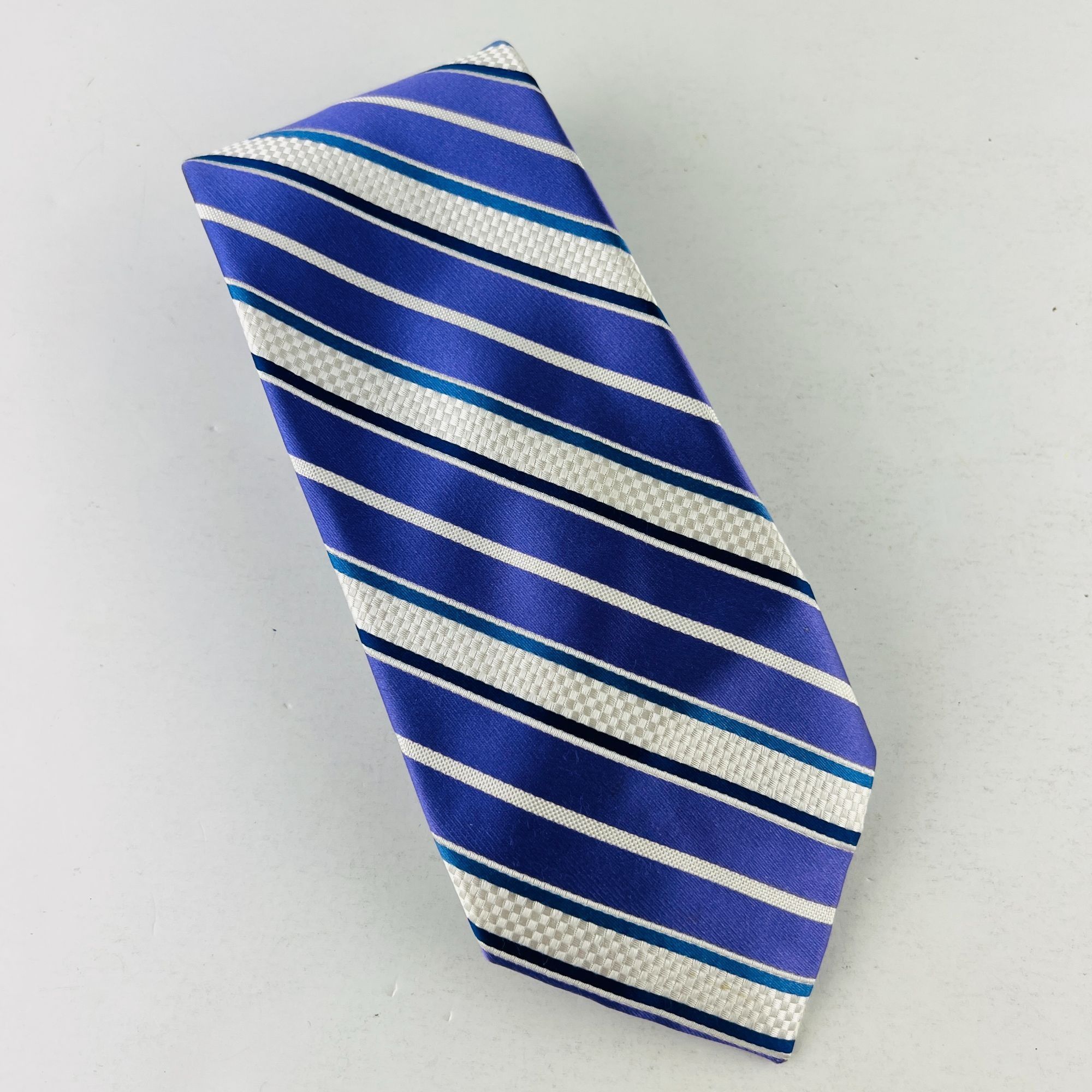 Croft & Barrow Croft & Barrow Stripes Necktie Tie Purple White Blue 100% Si Size ONE SIZE - 1 Thumbnail