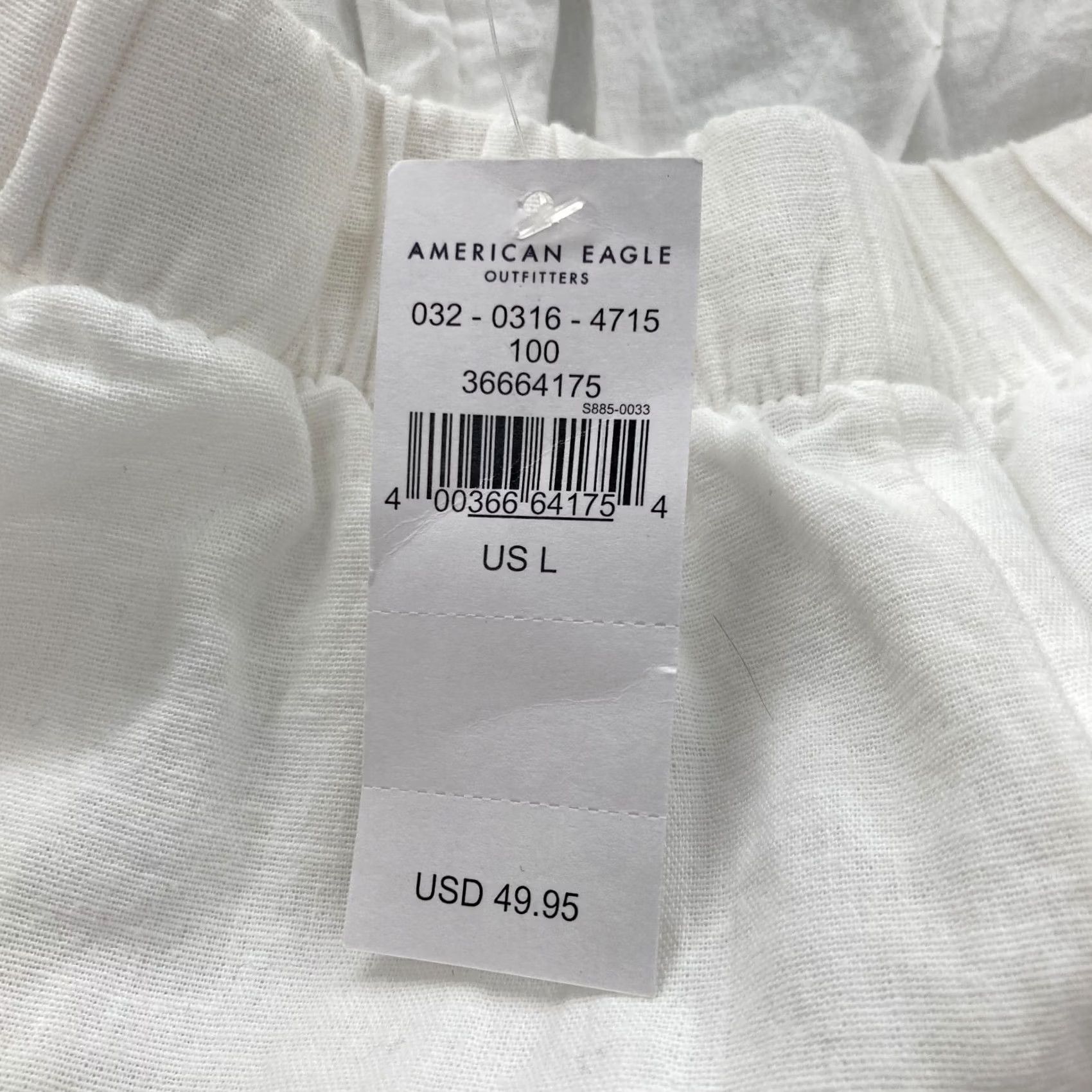 American Eagle Outfitters American Eagle Wide Leg Pant Women's Large White Linen Blend Flowy Beachy Travel Size 24" / US 00 / IT 34 - 5 Thumbnail
