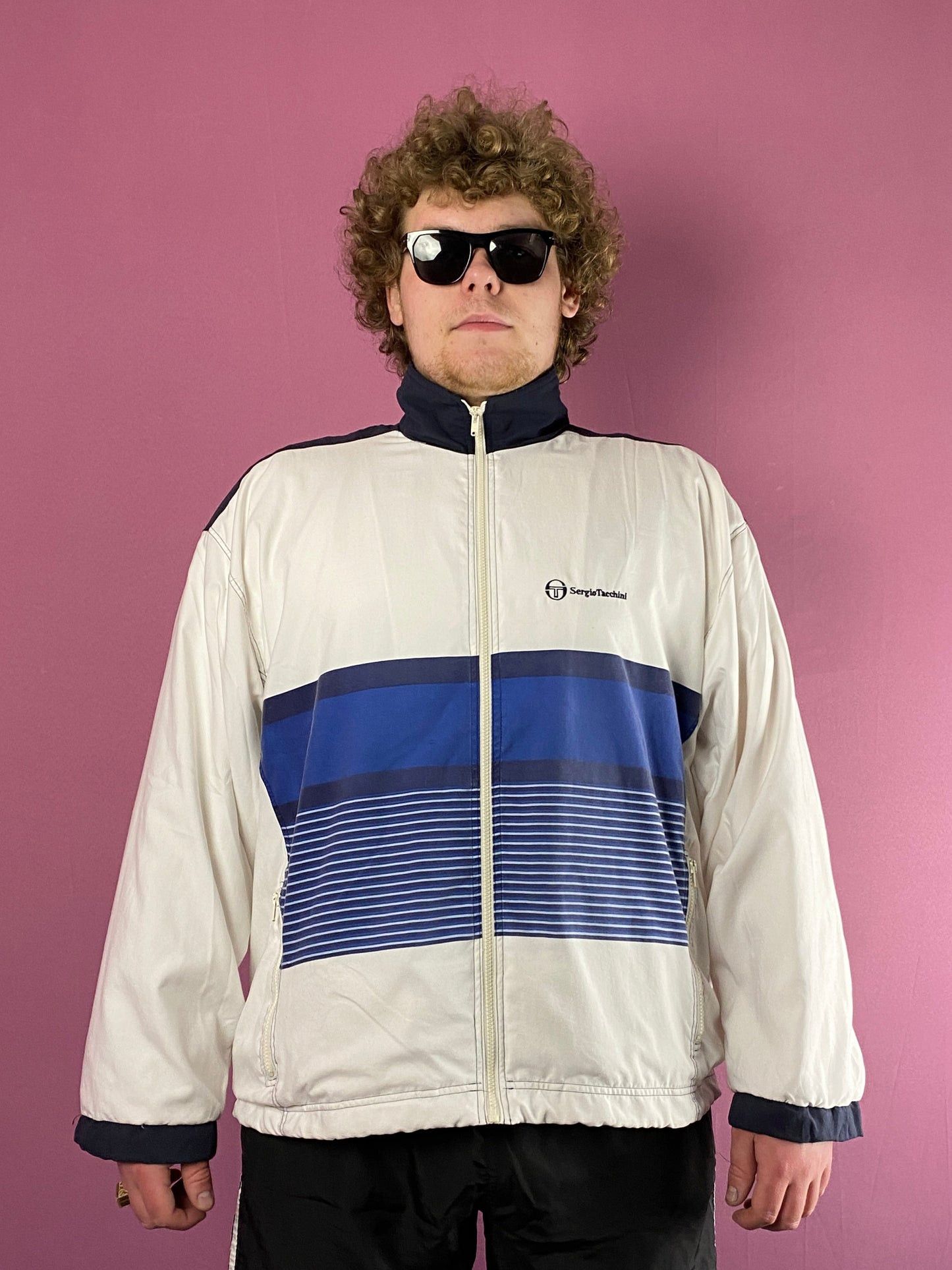 Sergio Tacchini 80s Sergio Tacchini Vintage Men's Windbreaker Jacket - XXL Size US XXL / EU 58 / 5 - 2 Thumbnail