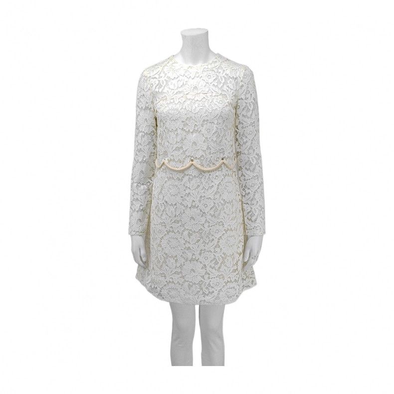 Valentino Valentino Off-white cotton dress with long sleeves Size S / US 4 / IT 40 - 1 Thumbnail
