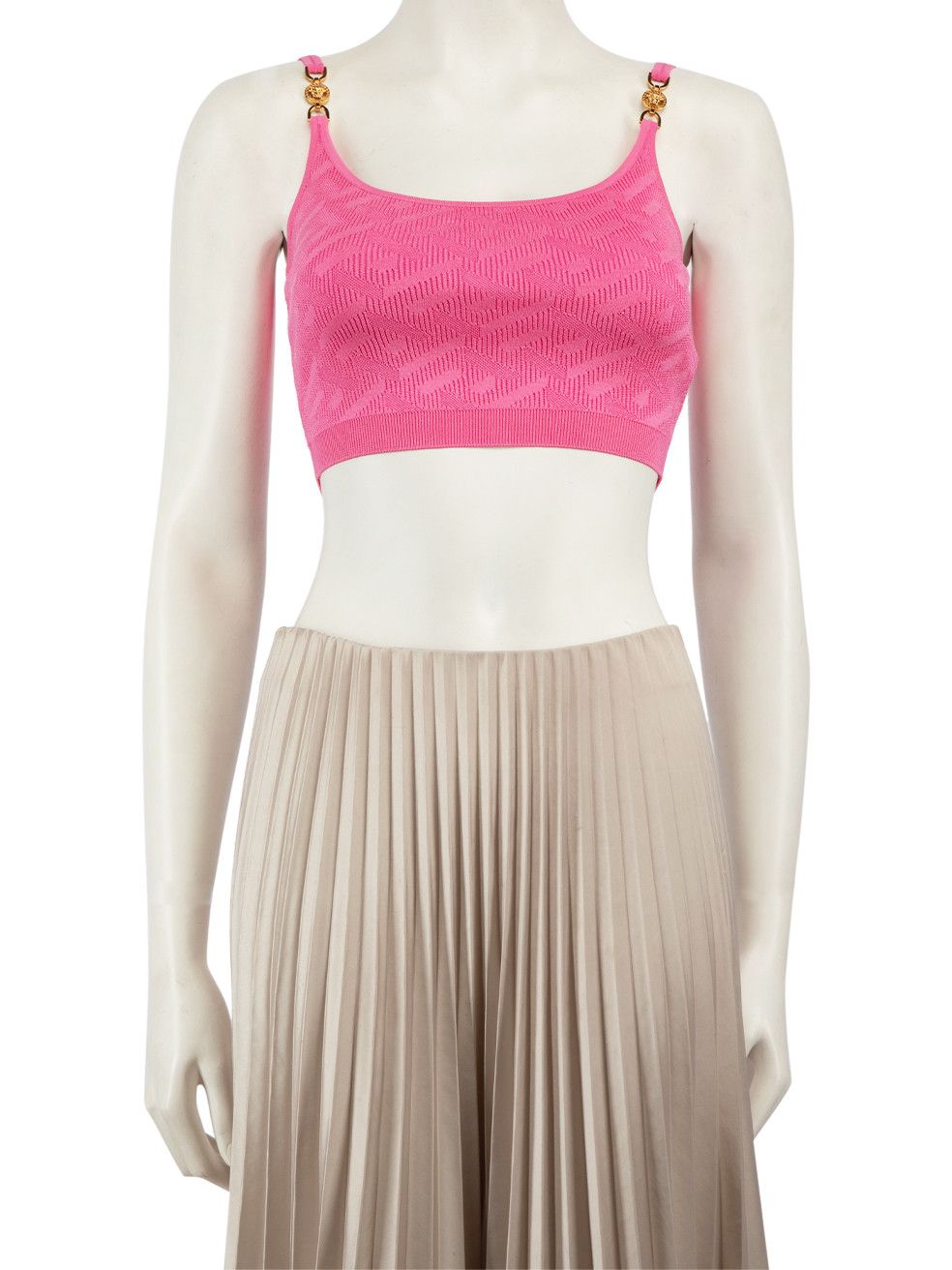 image of Versace Pink Paradise Medusa 95' Knit Crop Top, Women's (Size XS)