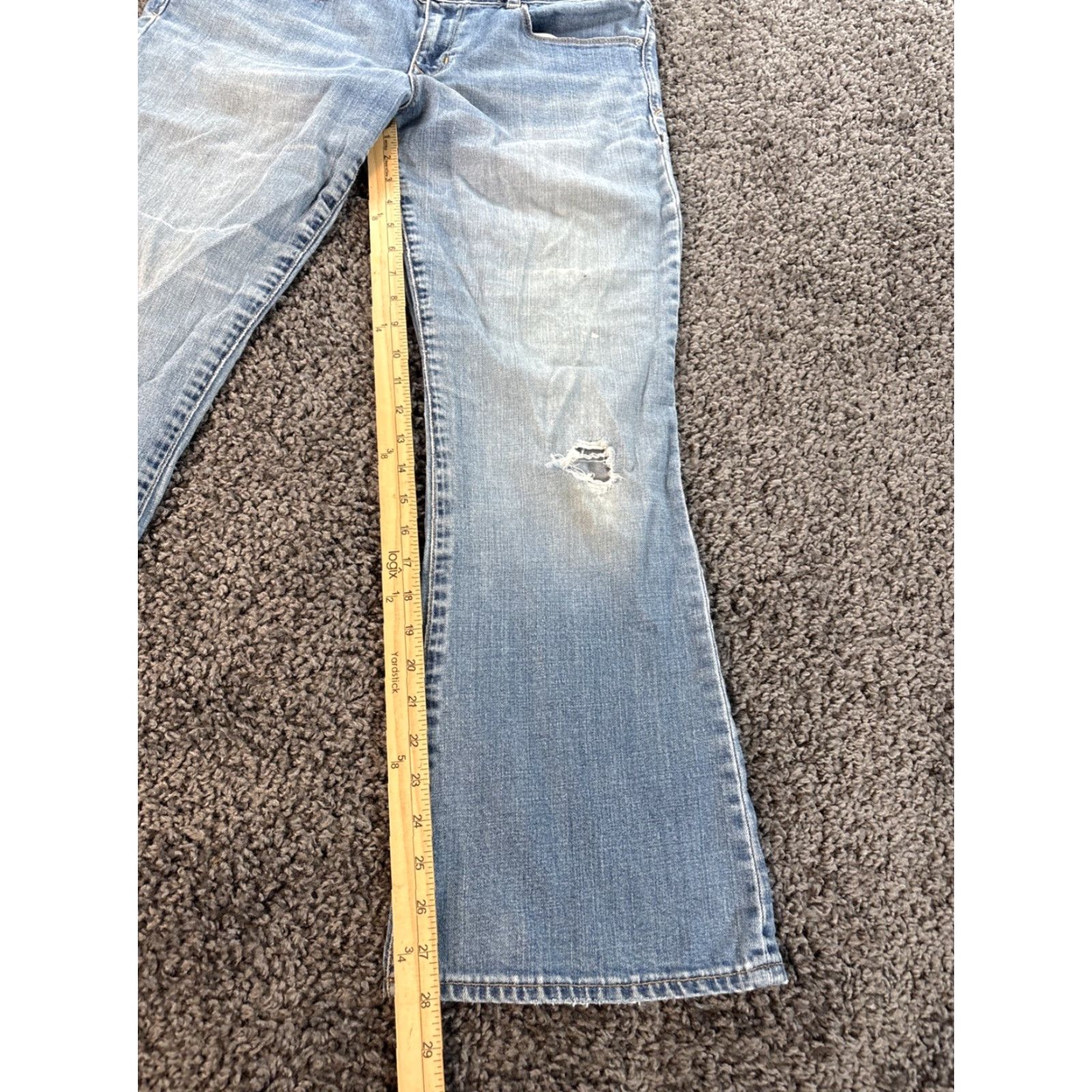 Gap VINTAGE Gap Bootcut Jeans Women Distressed Denim 32x28 Light Blue 12 Regular Inseam 28"} Size 34" / US 12 / IT 48 - 2 Thumbnail