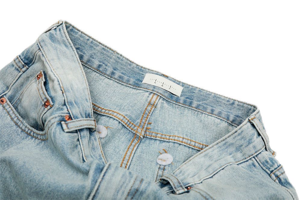 Jean Retro punk loose men's distressed washed light-colored jeans Size US 32 / EU 48 - 4 Thumbnail