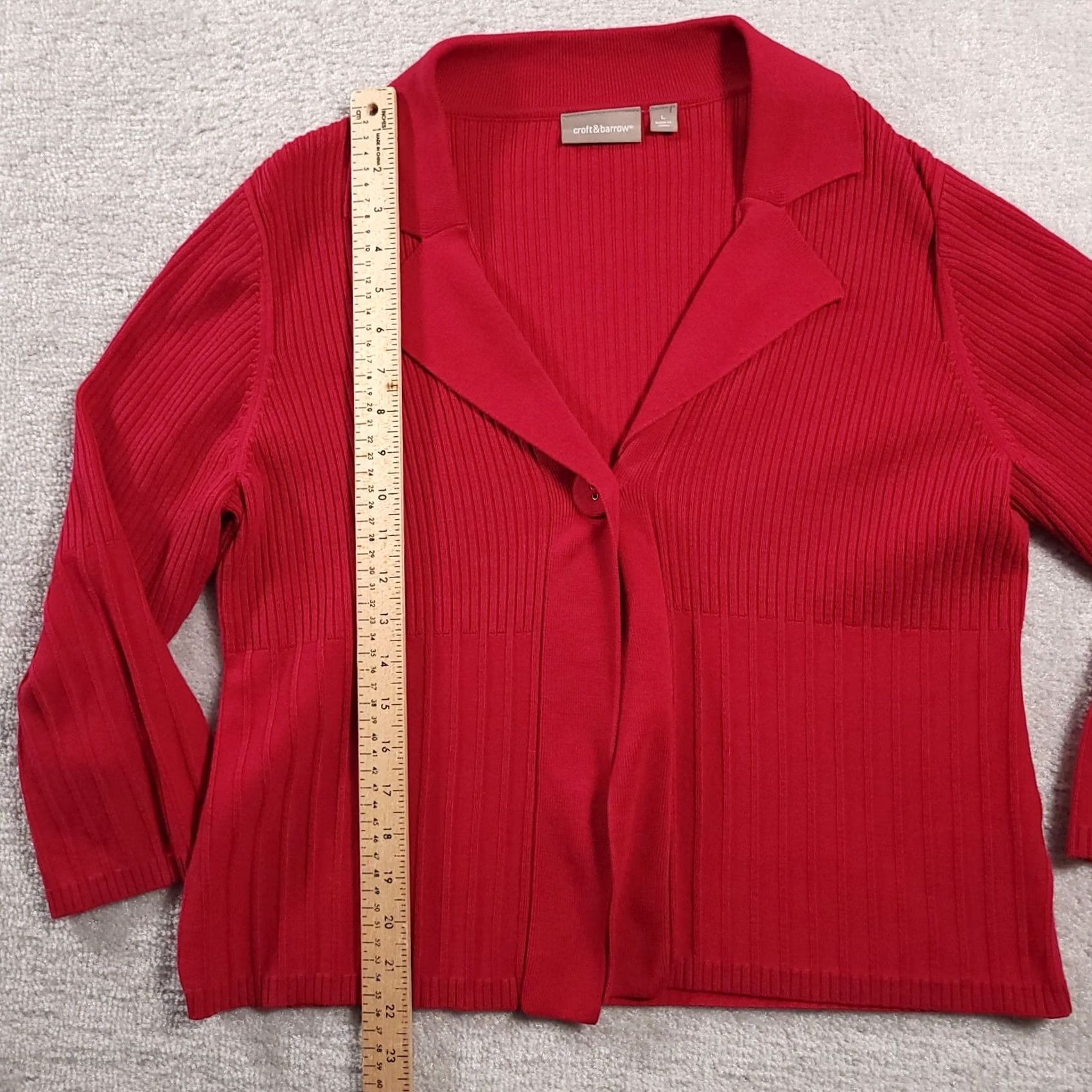 Croft & Barrow VINTAGE Croft & Barrow Cardigan Womens L Red Long Sleeve One-Button Top Size L / US 10 / IT 46 - 5 Thumbnail
