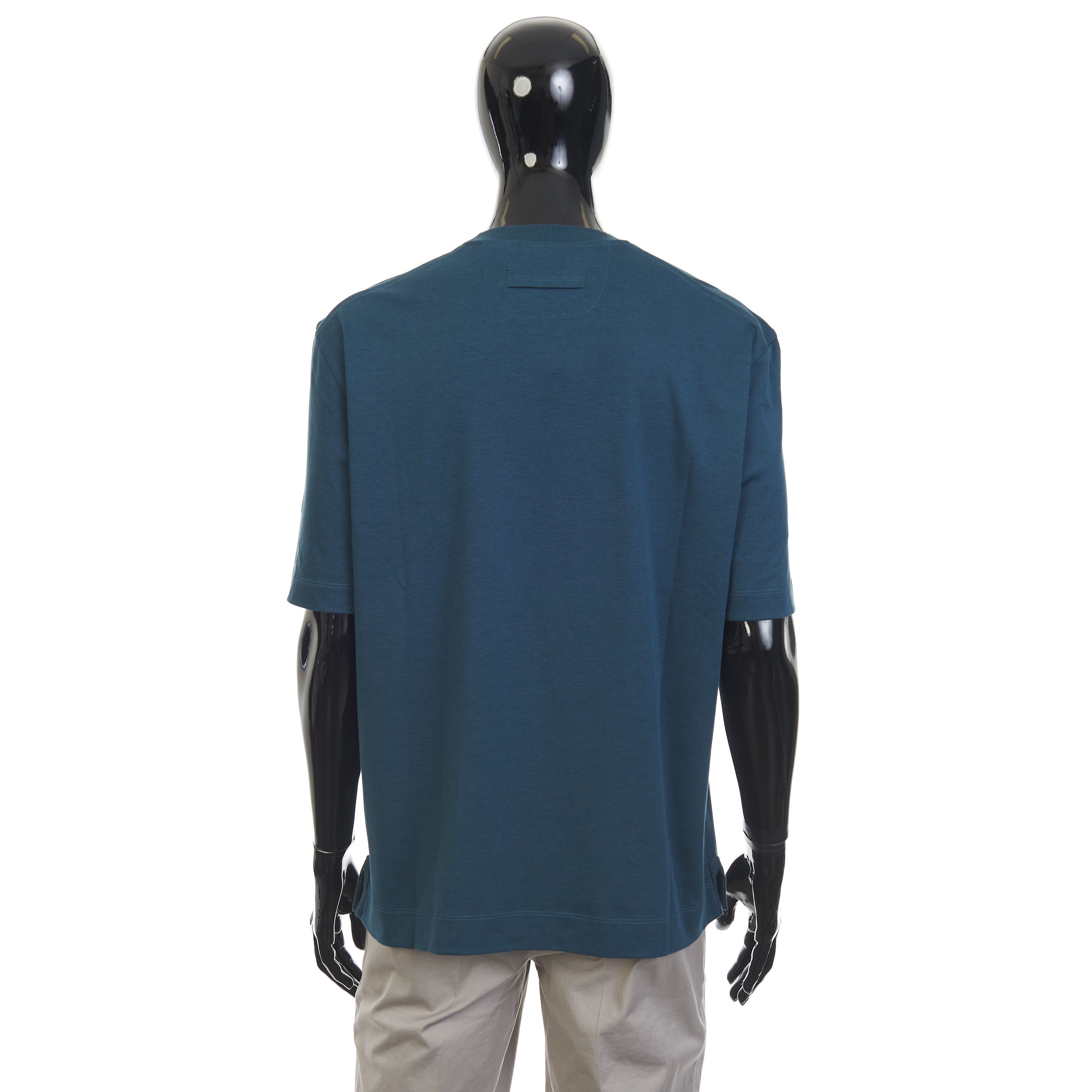 Ermenegildo Zegna Dark Teal Silk & Cotton Crewneck Tshirt Size 52 Size US L / EU 52-54 / 3 - 5 Thumbnail