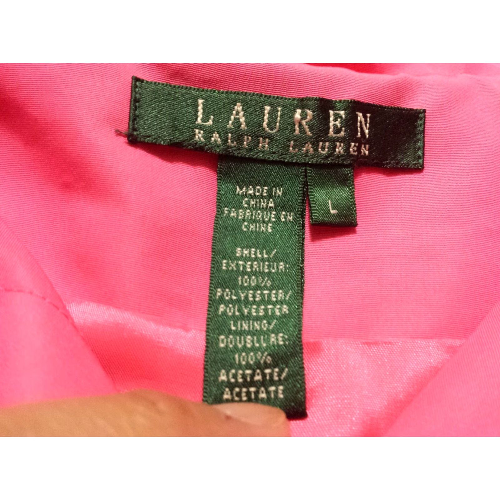 Ralph Lauren Ralph Lauren Womens Jacket Taffeta 3/4 Sleeve Pink Button-Front Polyester Jacket-Coat Size L / US 10 / IT 46 - 6 Thumbnail