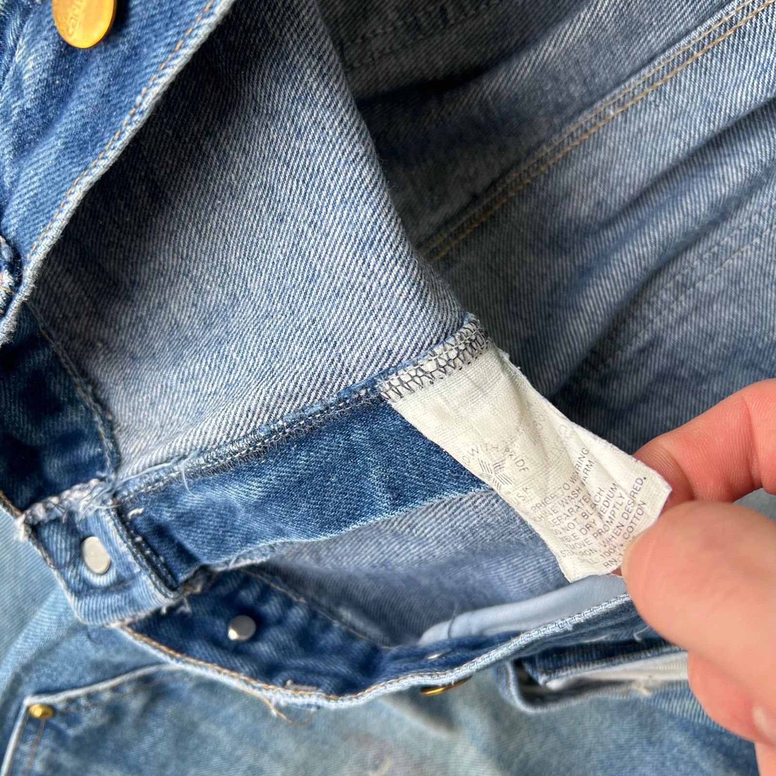 Carhartt × Vintage Carhartt faded blue denim jeans double knee work wear pants Size US 37 - 7 Thumbnail