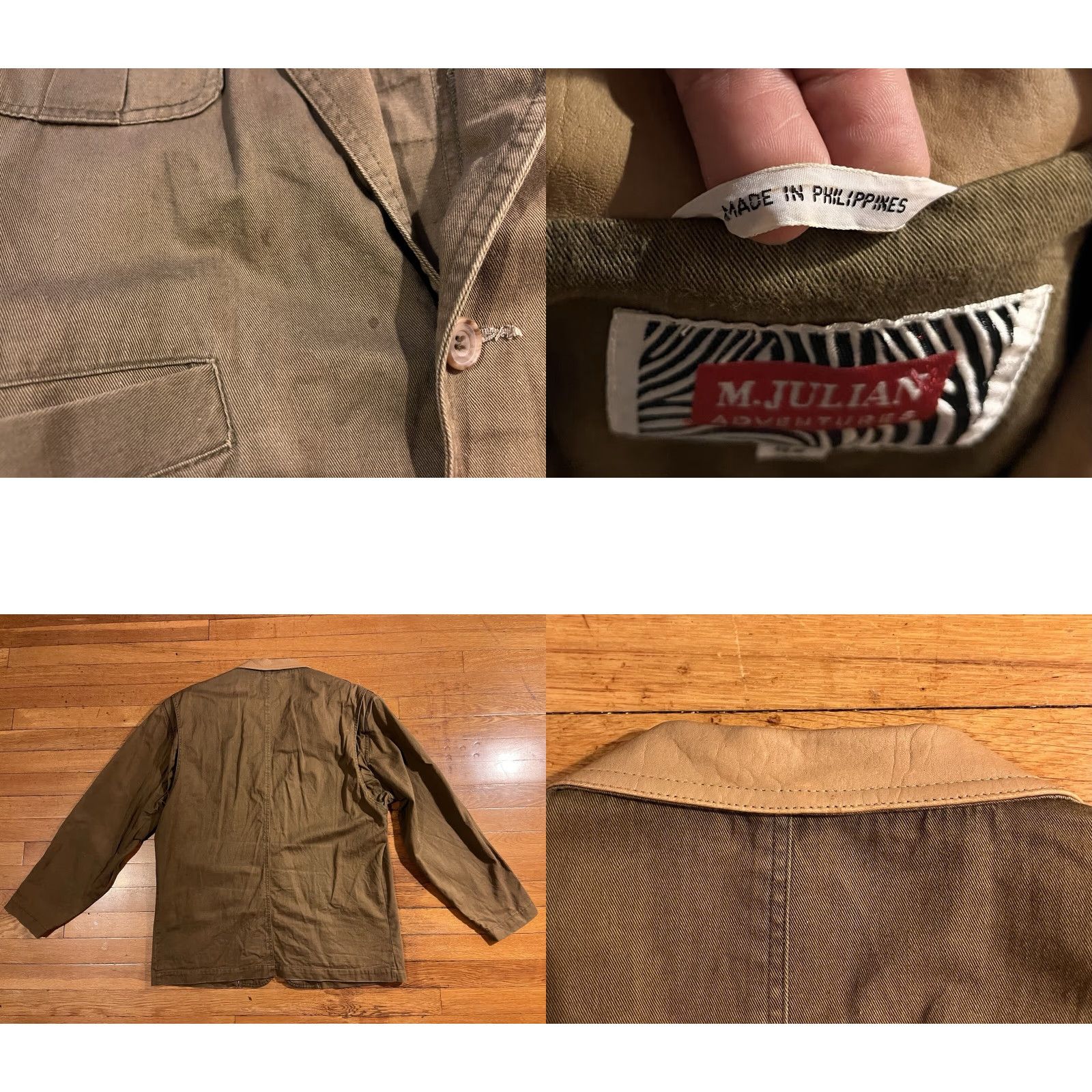 Vintage VINTAGE M. Julian Adventures Canvas Hunting Jacket Men’s 42 Beige Leather Collar Size US XS / EU 42 / 0 - 8 Thumbnail