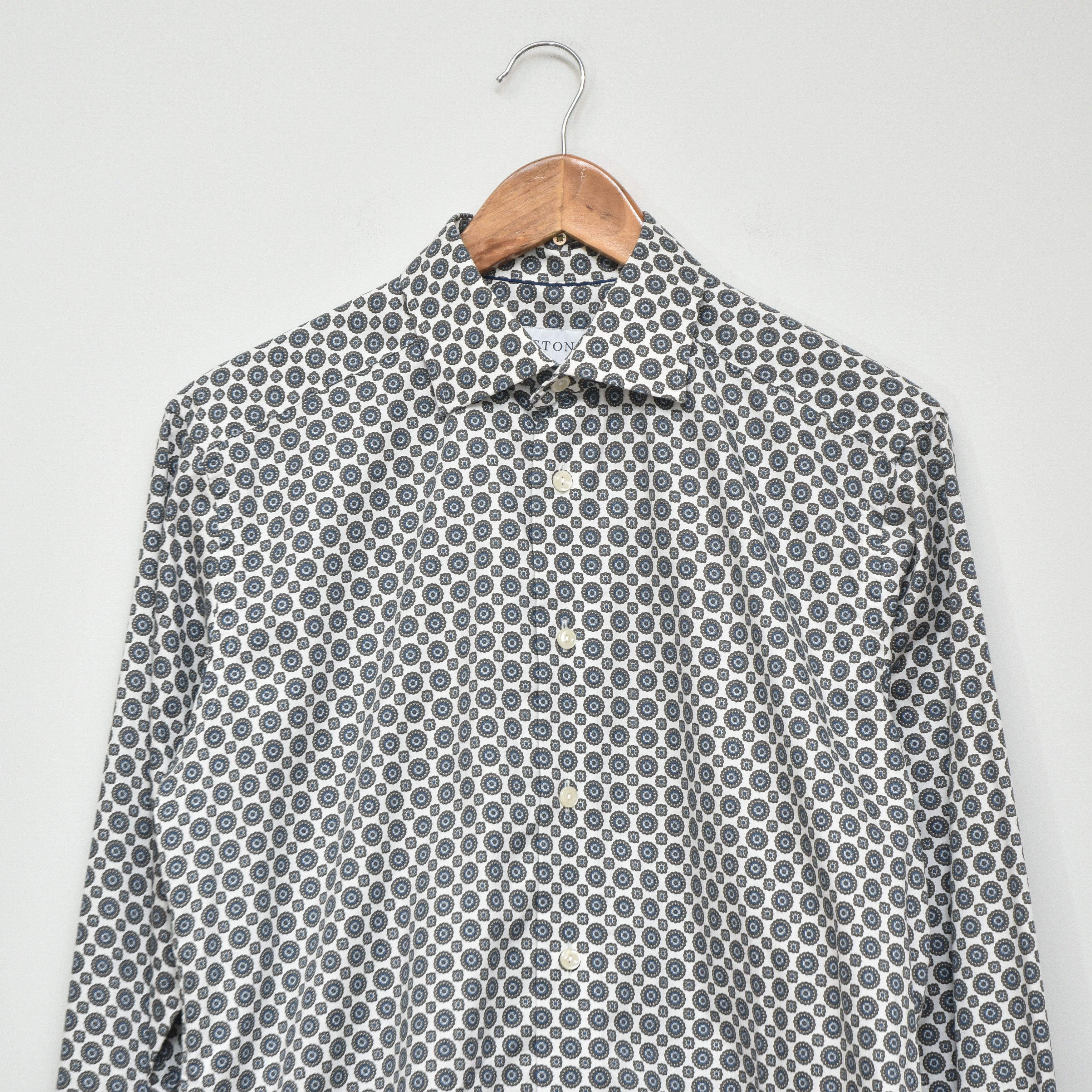 Eton Eton Men’s Slim Fit Shirt Geometric Medallion Print Blue Gre Size US M / EU 48-50 / 2 - 2 Thumbnail