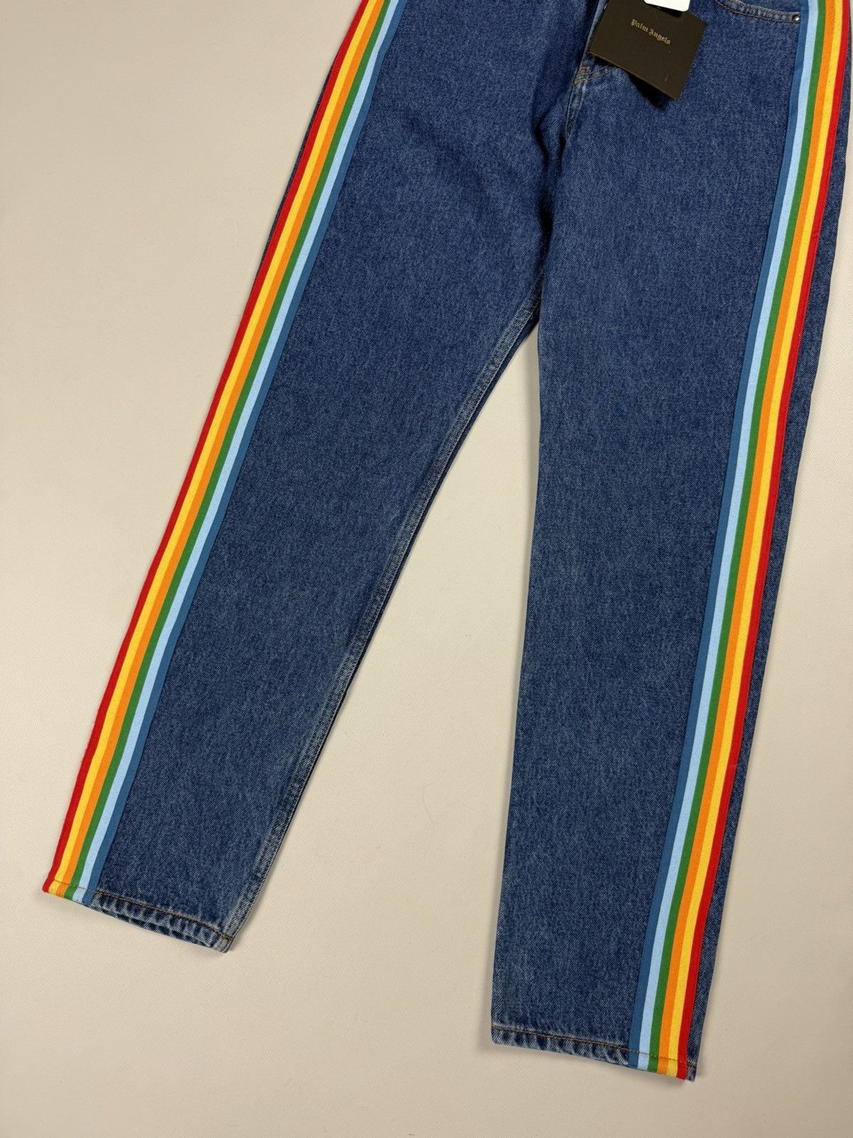 Palm Angels BNWT! Palm Angels Blue Denim Rainbow Medium Wash Jeans Pants Size 28" / US 6 / IT 42 - 3 Thumbnail