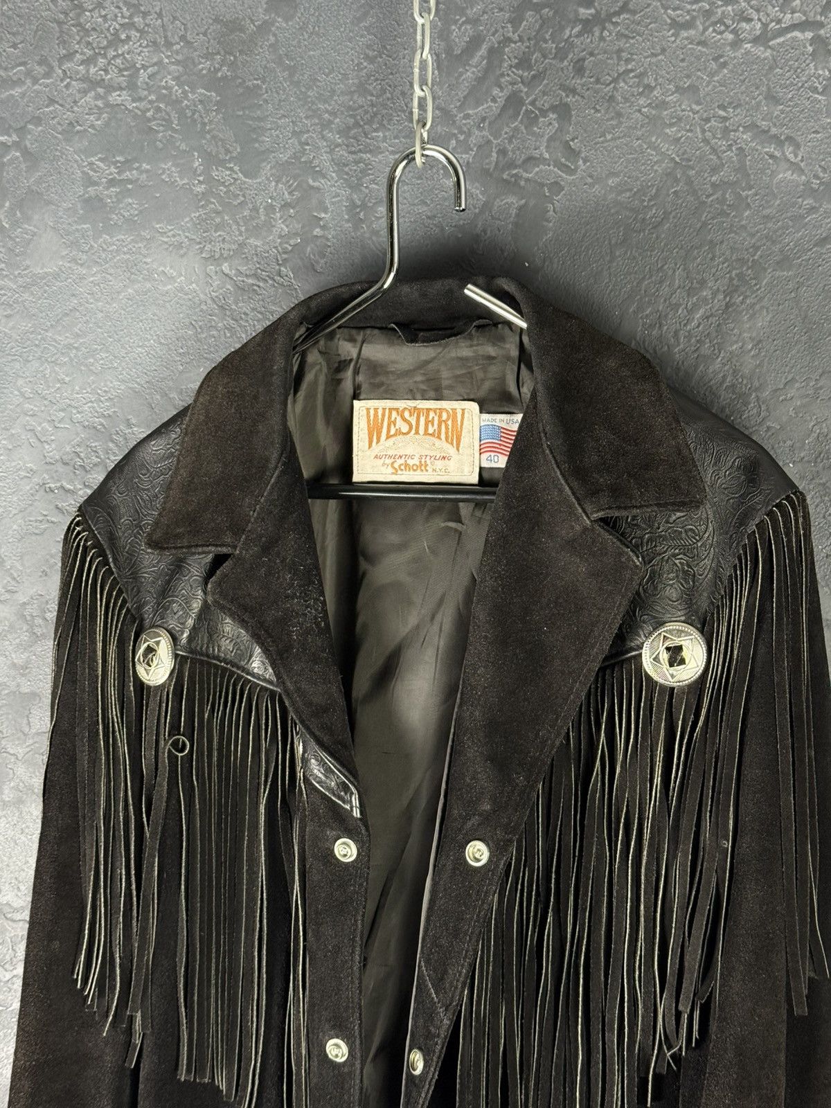 Schott Rare Schott NYC Western Vintage Genuine Suede Leather Jacket Size US L / EU 52-54 / 3 - 9 Thumbnail