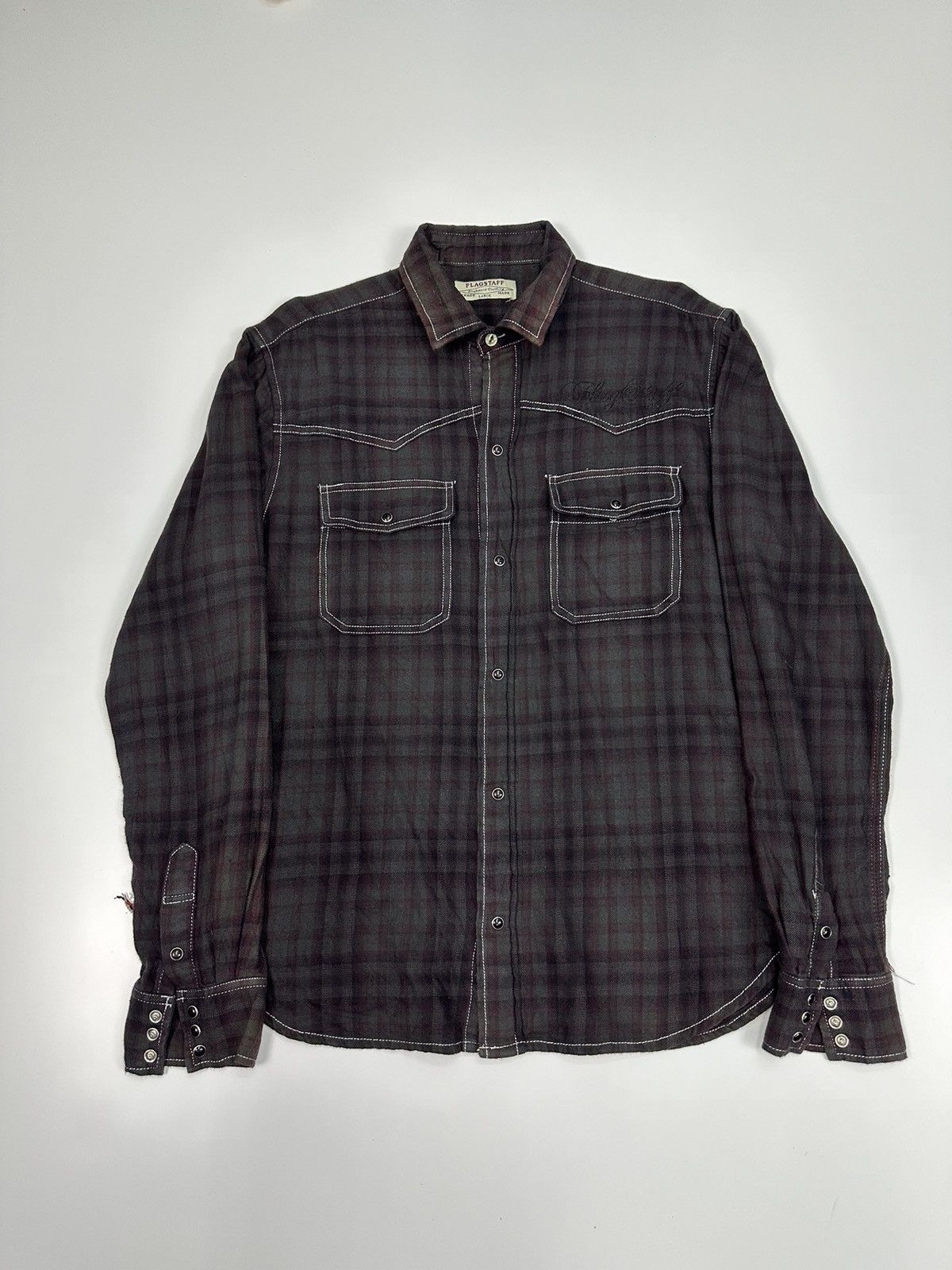 Le Grande Bleu (L.G.B.) 70s Flagstaff Union Made Vintage Flannel Shirt A649 Size US L / EU 52-54 / 3 - 2 Thumbnail