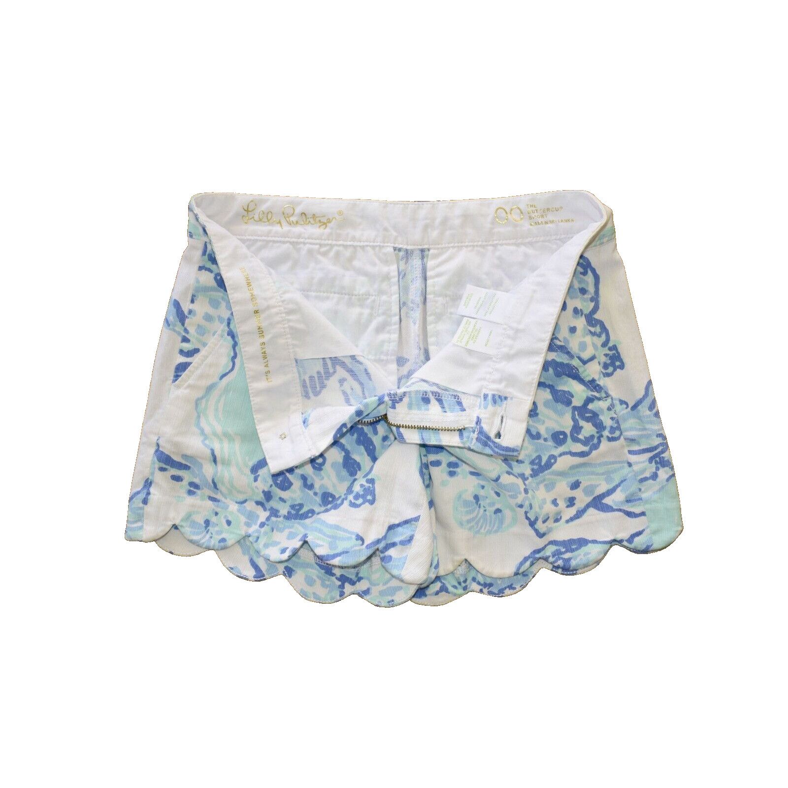 Lilly Pulitzer LILLY PULITZER Blue White Cotton Scallop Buttercup Shorts 00 Size 24" / US 00 / IT 34 - 3 Thumbnail