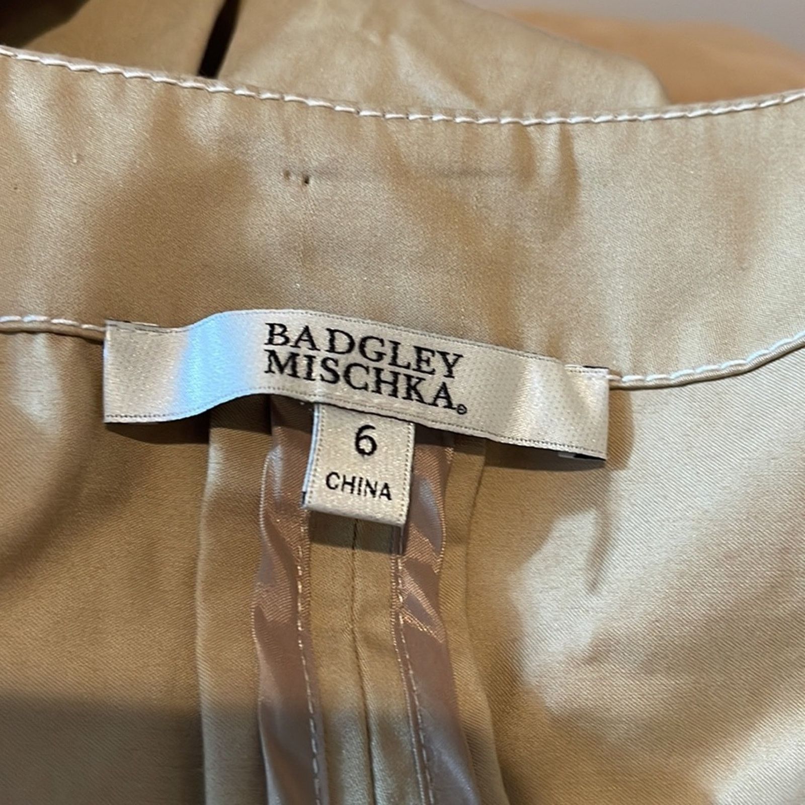 Badgley Mischka Badgley Mischka Belted Khaki Jacket Dress 3/4 Sleeve Size 6 Size M / US 6-8 / IT 42-44 - 3 Thumbnail