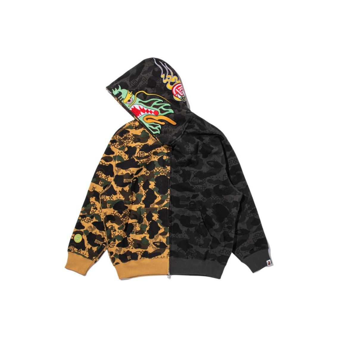 Bape A Bathing Ape x Clot Split Camo Full Zip Hoodie XL Size US XL / EU 56 / 4 - 1 Thumbnail