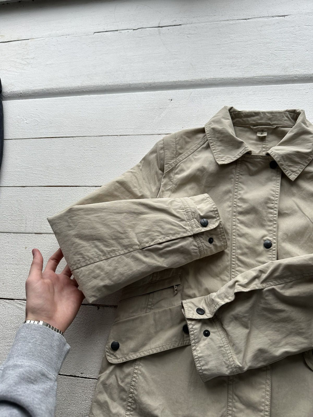 Max Mara × Weekend Max Mara 🚨RARE Max Mara Weekend Jacket beige distress luxury Size M / US 6-8 / IT 42-44 - 9 Thumbnail