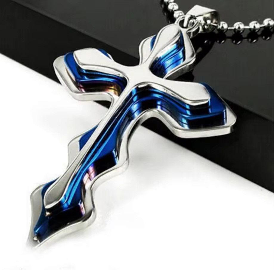 Jewelry Multi-layered Cross Blue Necklace Size ONE SIZE - 4 Thumbnail