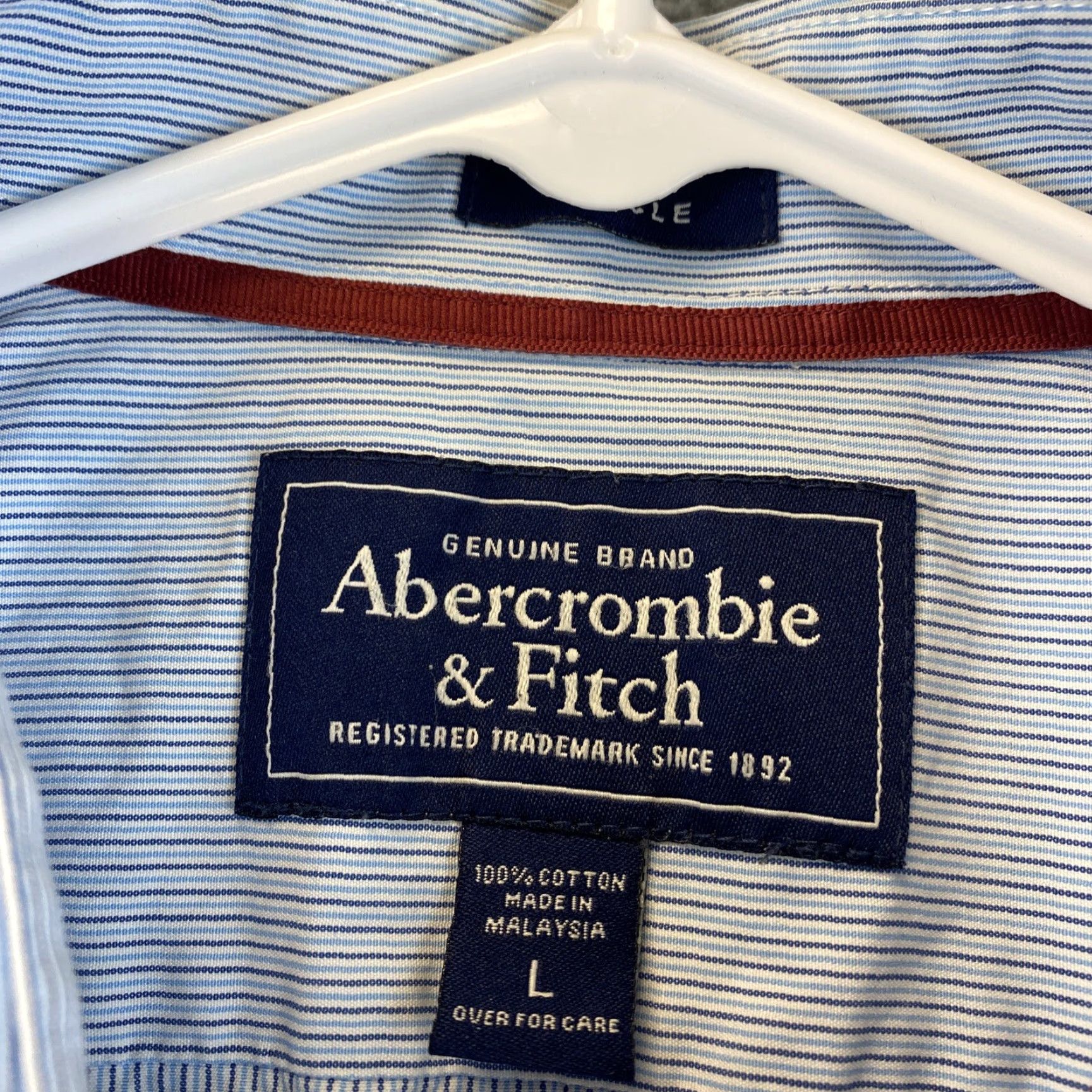 Abercrombie & Fitch ABERCROMBIE & FITCH Striped Button-Up Long Sleeve Shirt Mens L Blue Slim Fit Classic Casual Size US L / EU 52-54 / 3 - 5 Thumbnail