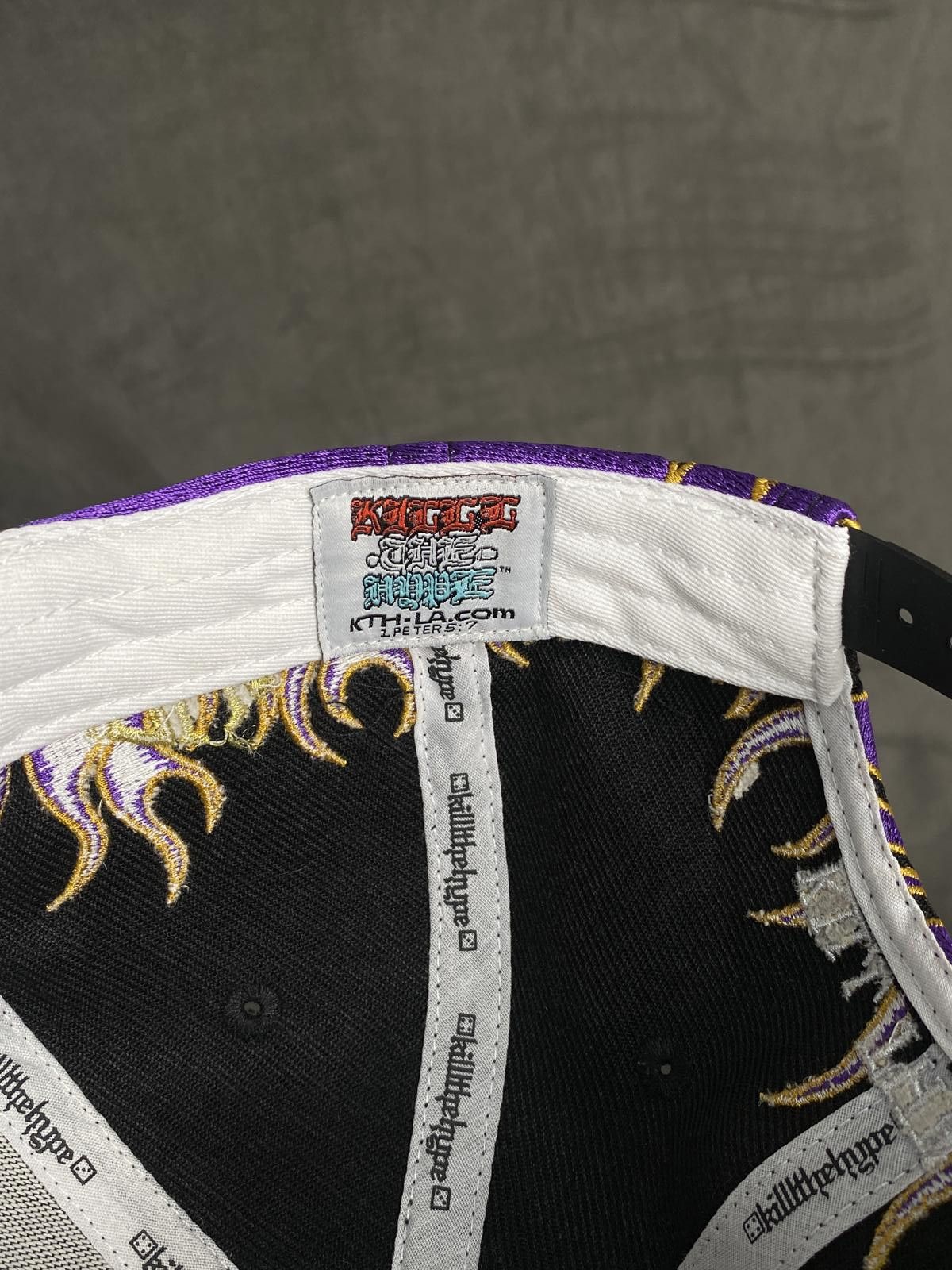 Japanese Brand Kill The Hype LA Lakers Purple Gold Flames Snapback Hat Size ONE SIZE - 9 Thumbnail