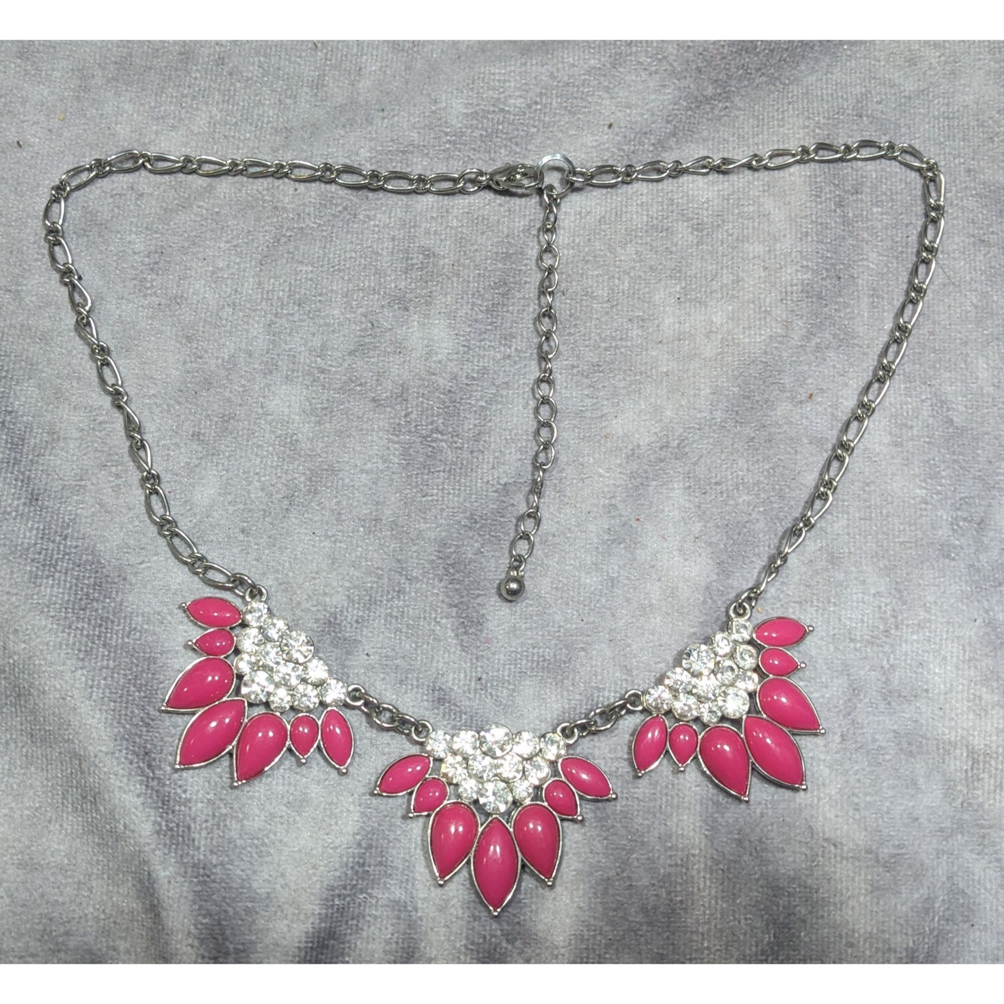 Other Y2K Floral Glam Pink And Silver Tone Statement Necklace Size ONE SIZE - 5 Thumbnail