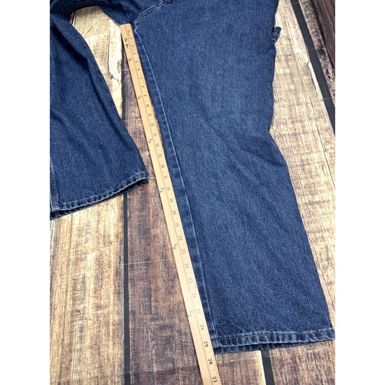 Wrangler Wrangler Carpenter Blue Jeans Men's 40 x 30 Work Pants Denim Cotton Belt Loops Pockets Blue Regular Straight Jeans Mens Size US 42 / EU 58 - 2 Thumbnail