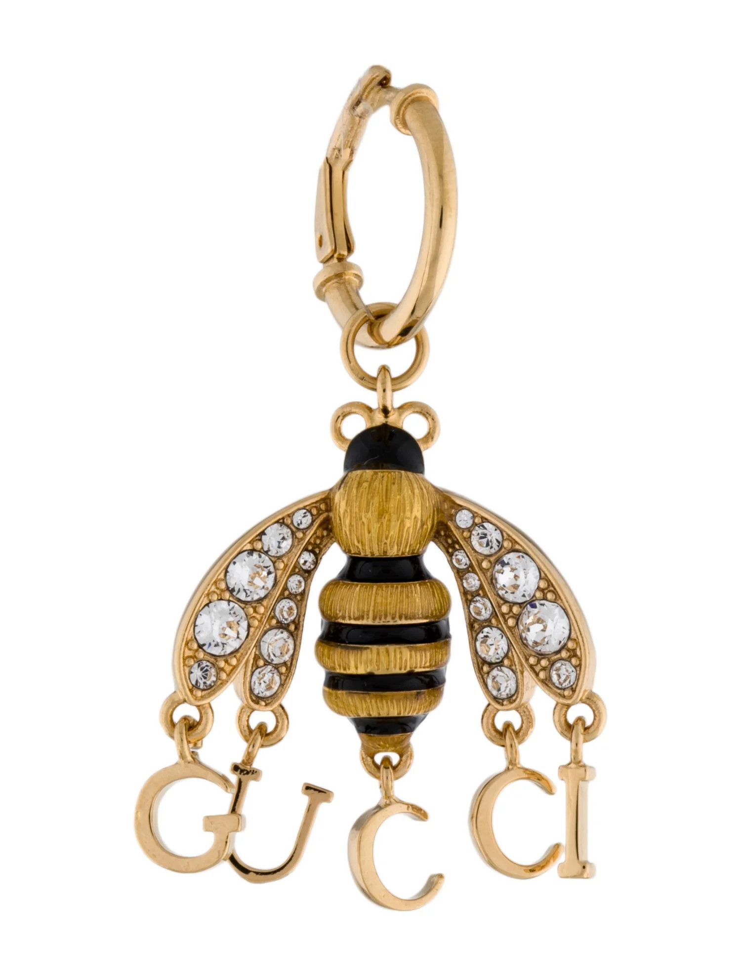 Gucci Gucci Crystal & Enamel Bee Single Drop Mono Earring Size ONE SIZE - 1 Thumbnail