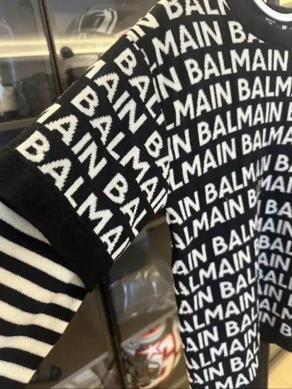 Balmain Balmain Color Block Logo Print Long Sleeve Sweater -2507 Size US L / EU 52-54 / 3 - 4 Thumbnail