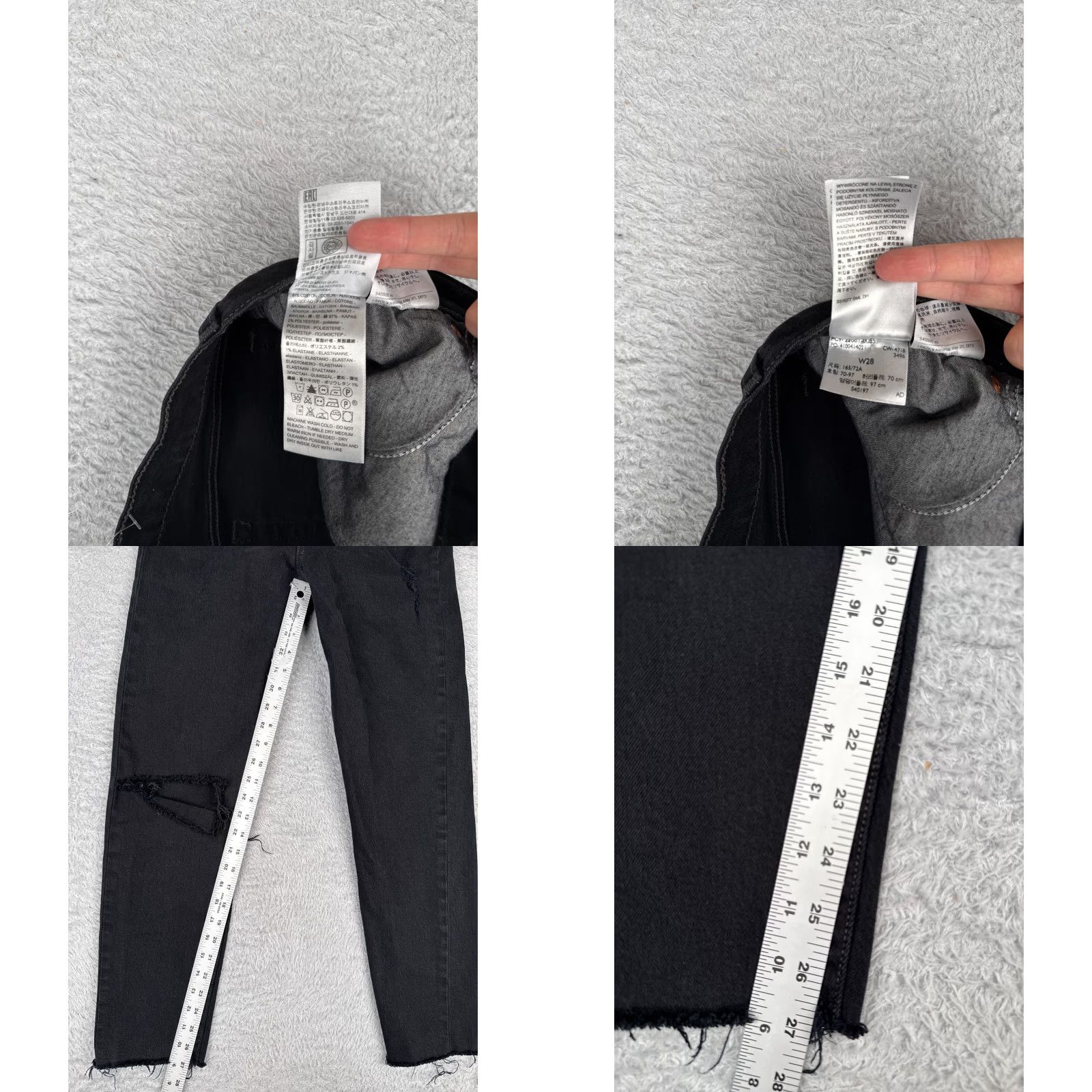 Levi's Levis Wedgie Fit Jeans Womens 28 Black Denim Cotton 5-Pocket Regular Rise Mid Distressed Stretch Skinny Vintage: No 27 Inseam 28x27 Denim Pants Size 28" / US 6 / IT 42 - 8 Thumbnail