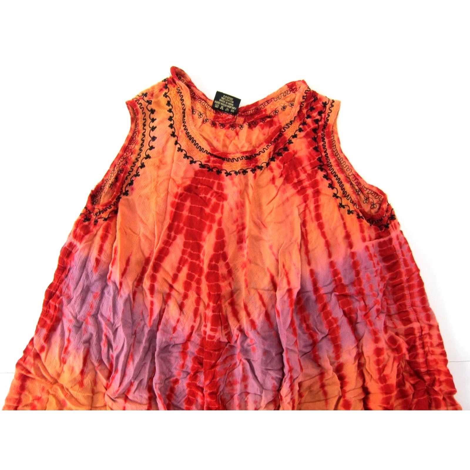 Vintage VINTAGE Sacred Threads Rayon Orange Purple Tie Dye Hippie Tank Sun Dress M-L Size M / US 6-8 / IT 42-44 - 5 Thumbnail