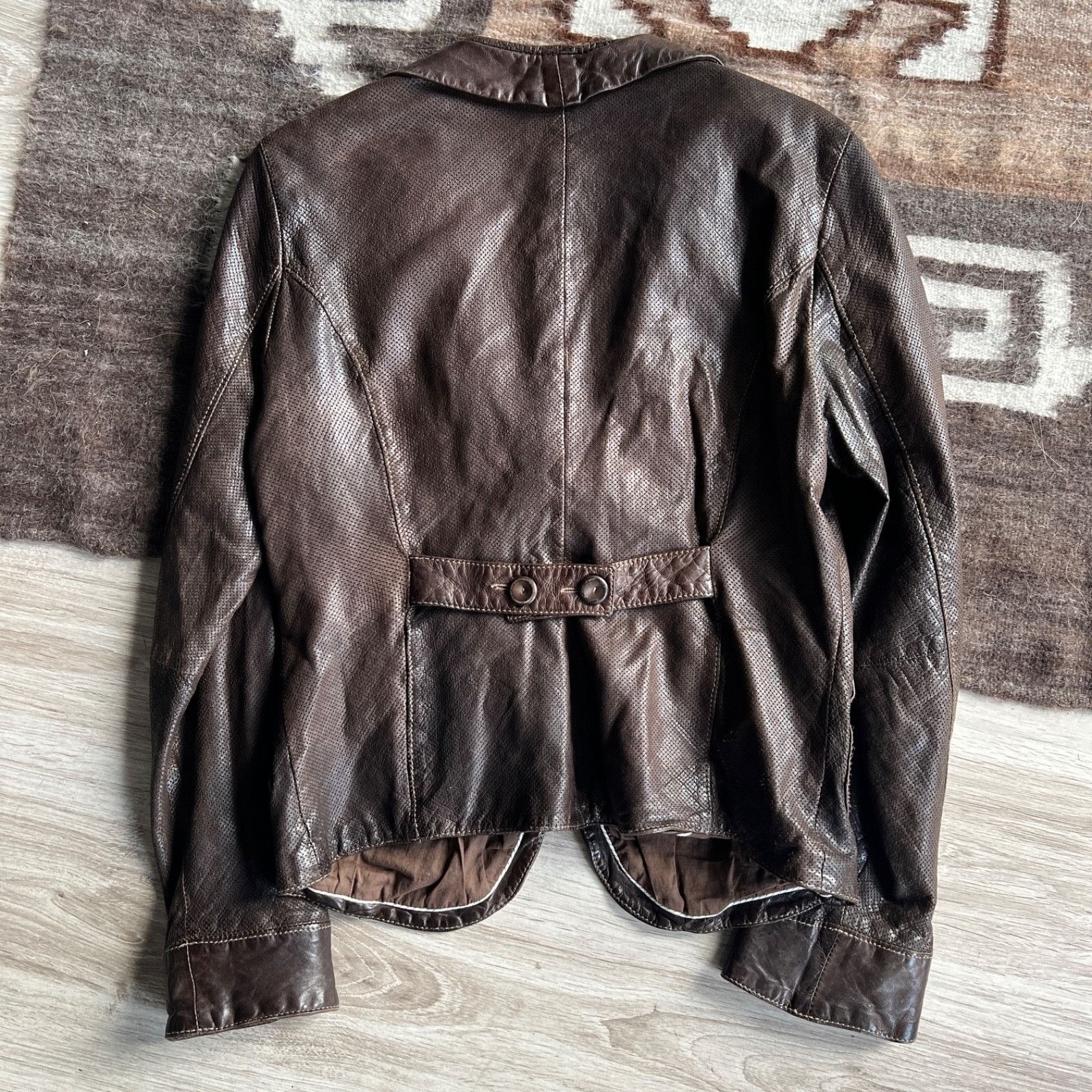 Emporio Armani Vintage Emporio Armani Perforated Leather Jacket 0009BC Size L / US 10 / IT 46 - 10 Thumbnail
