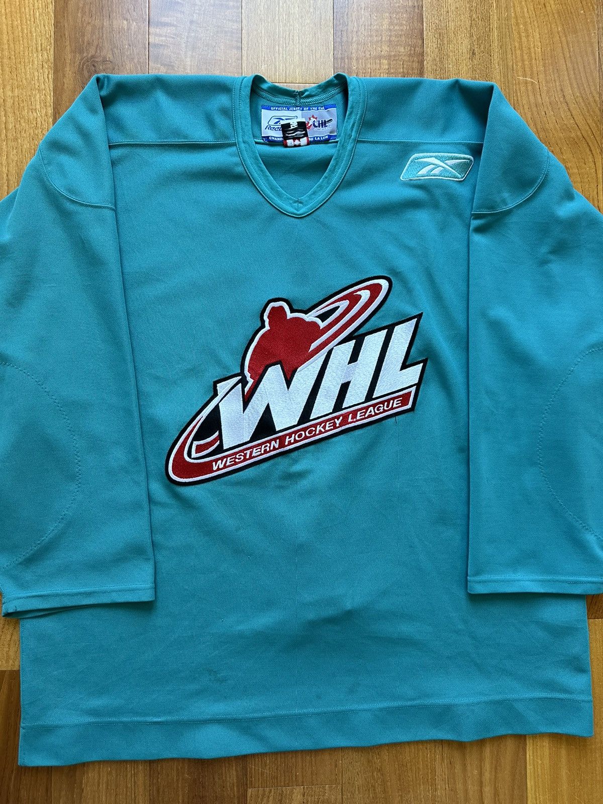 Reebok Vintage 90s Reebok WHL CHL Fight Strap Authentic Teal Jersey Size US XXL / EU 58 / 5 - 3 Thumbnail
