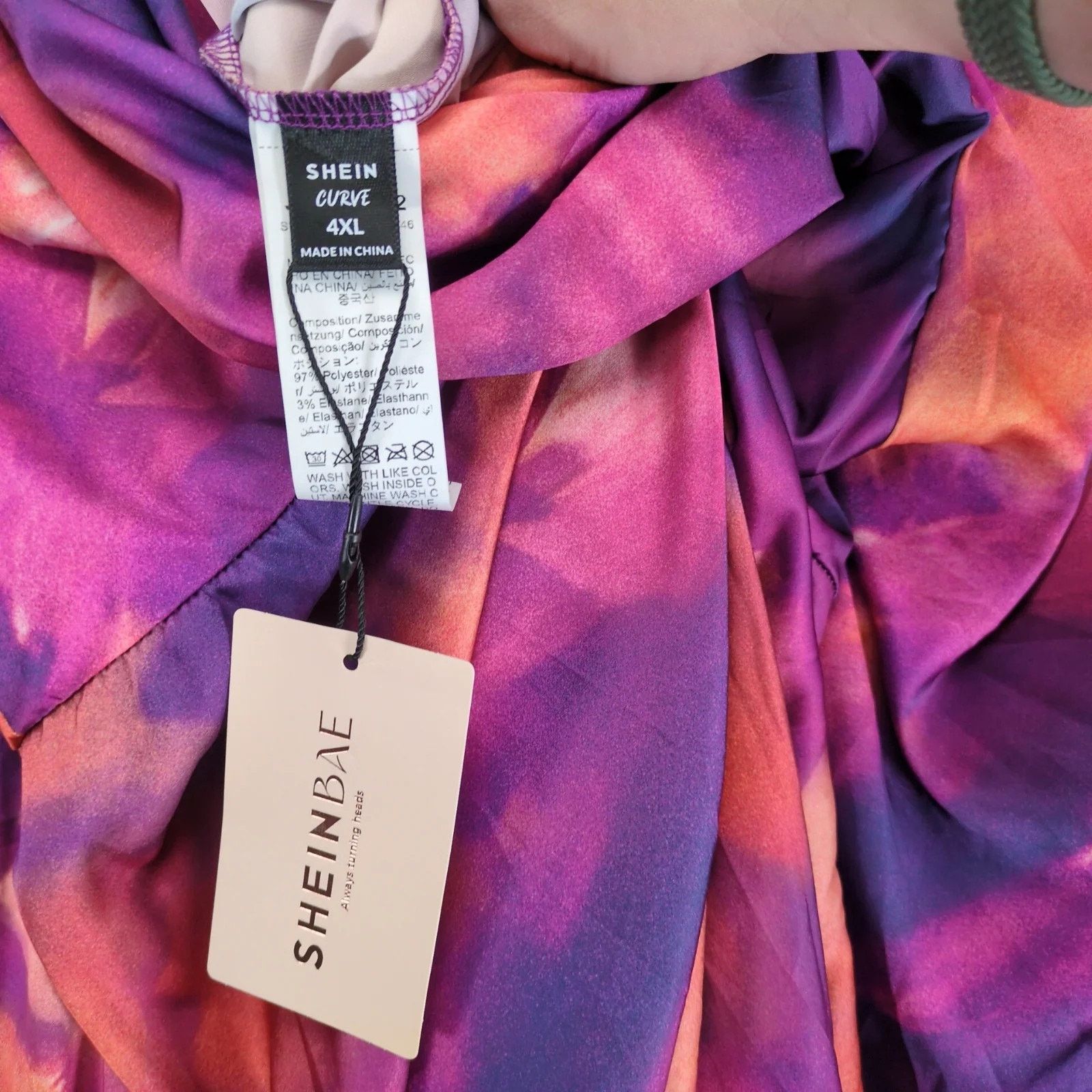 Shein NWT Shein Bae Elegant Satin Dress Plus Size 4XL Puff Sleeve Size 4XL / US 24-26 - 3 Thumbnail