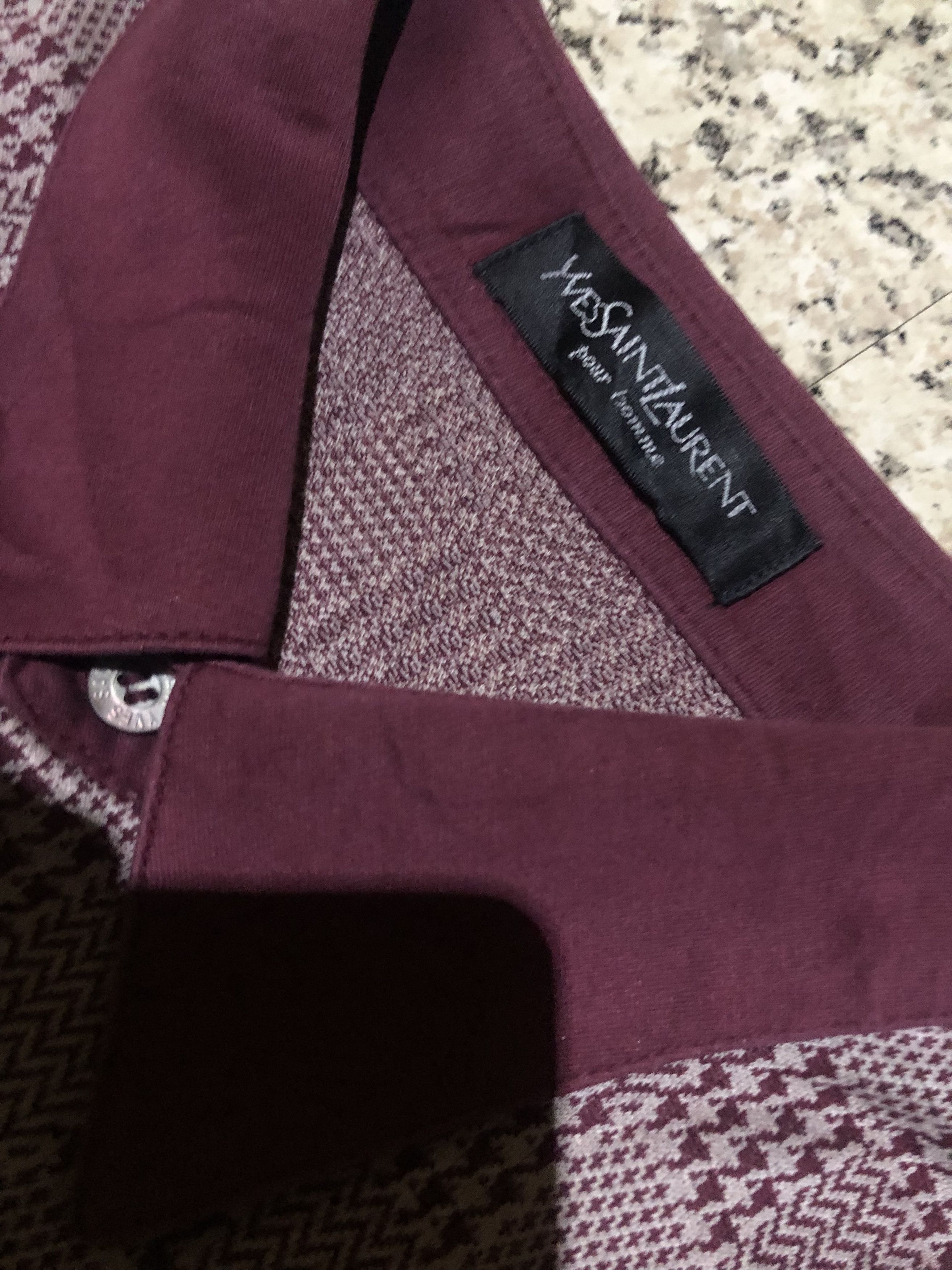 Yves Saint Laurent Vintage Yves Saint Laurent Pour Homme Houndstooth Knit Polo Size US M / EU 48-50 / 2 - 6 Thumbnail