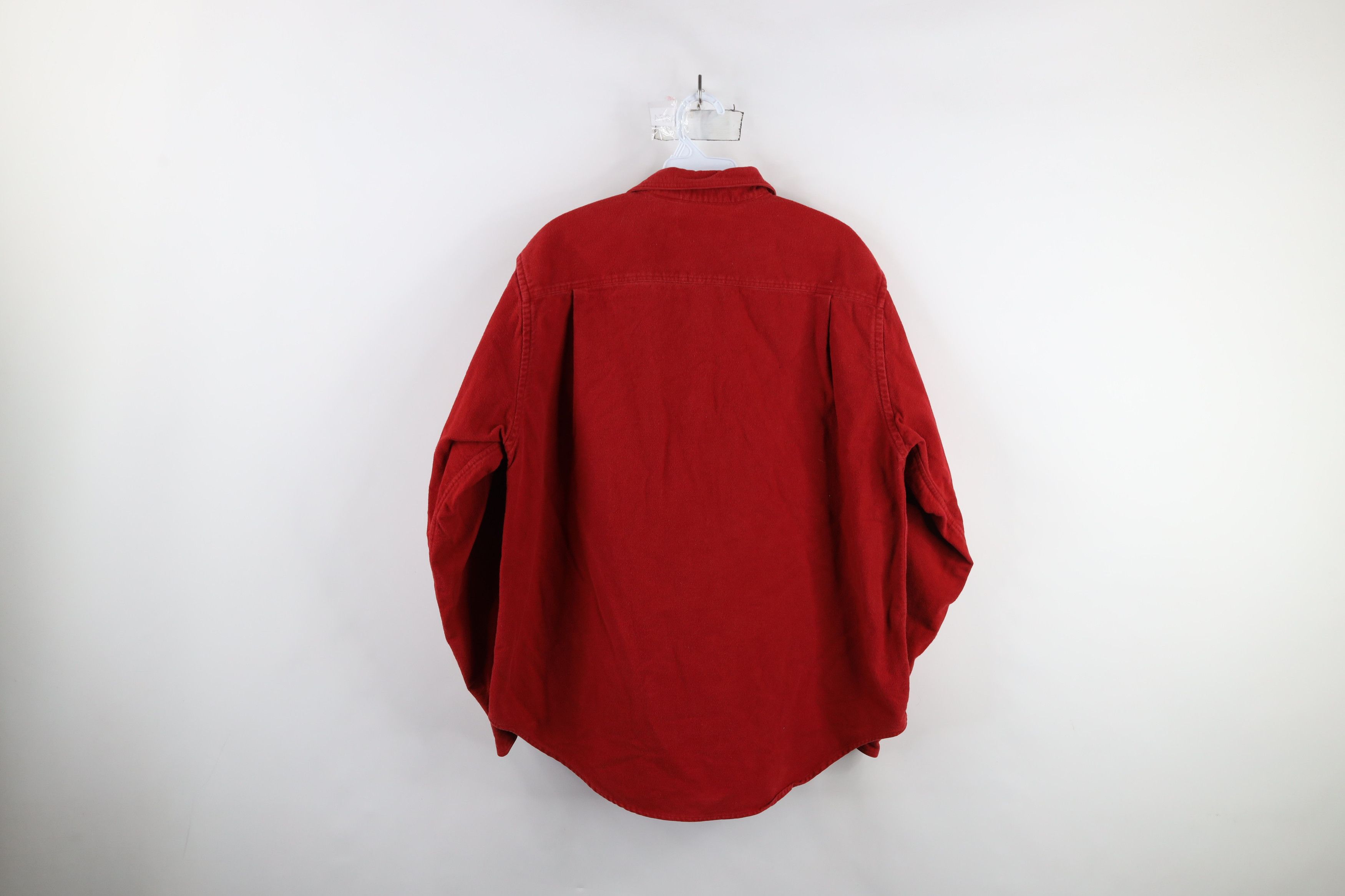 Lands' End × Vintage Vintage 90s Lands End Chamois Cloth Button Shirt Red USA Size XXL / US 16-18 / IT 52-54 - 11 Thumbnail