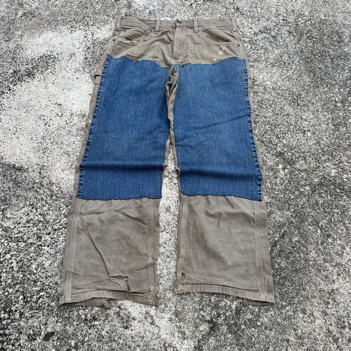 Carhartt “CARHARTT” HEAVY DISTRESS CUSTOM DOUBLE KNEE PANTS Size US 32 / EU 48 - 2 Thumbnail
