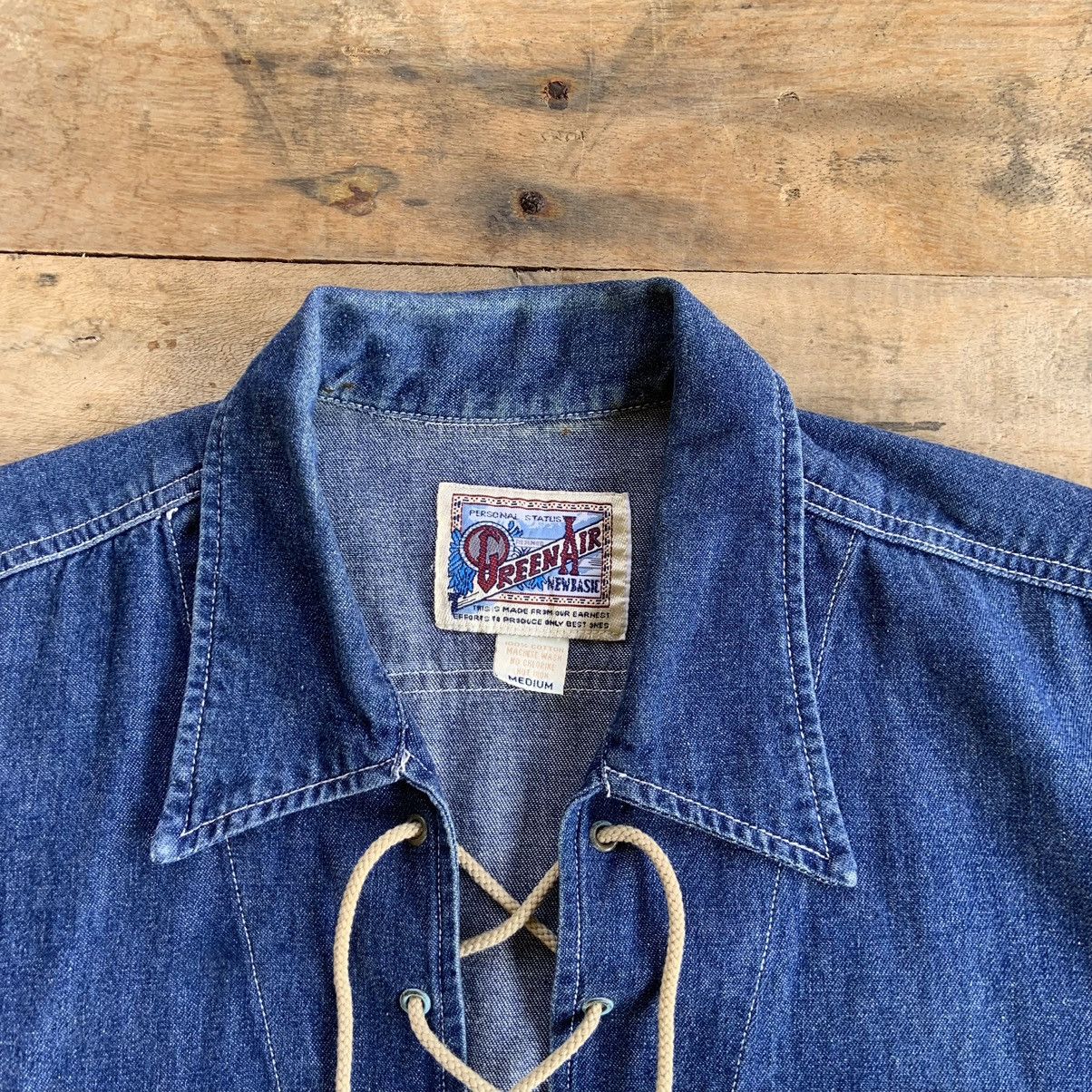 Japanese Brand Vintage x Green Air Denim Shirt Pull over Work Wear Size US M / EU 48-50 / 2 - 6 Thumbnail