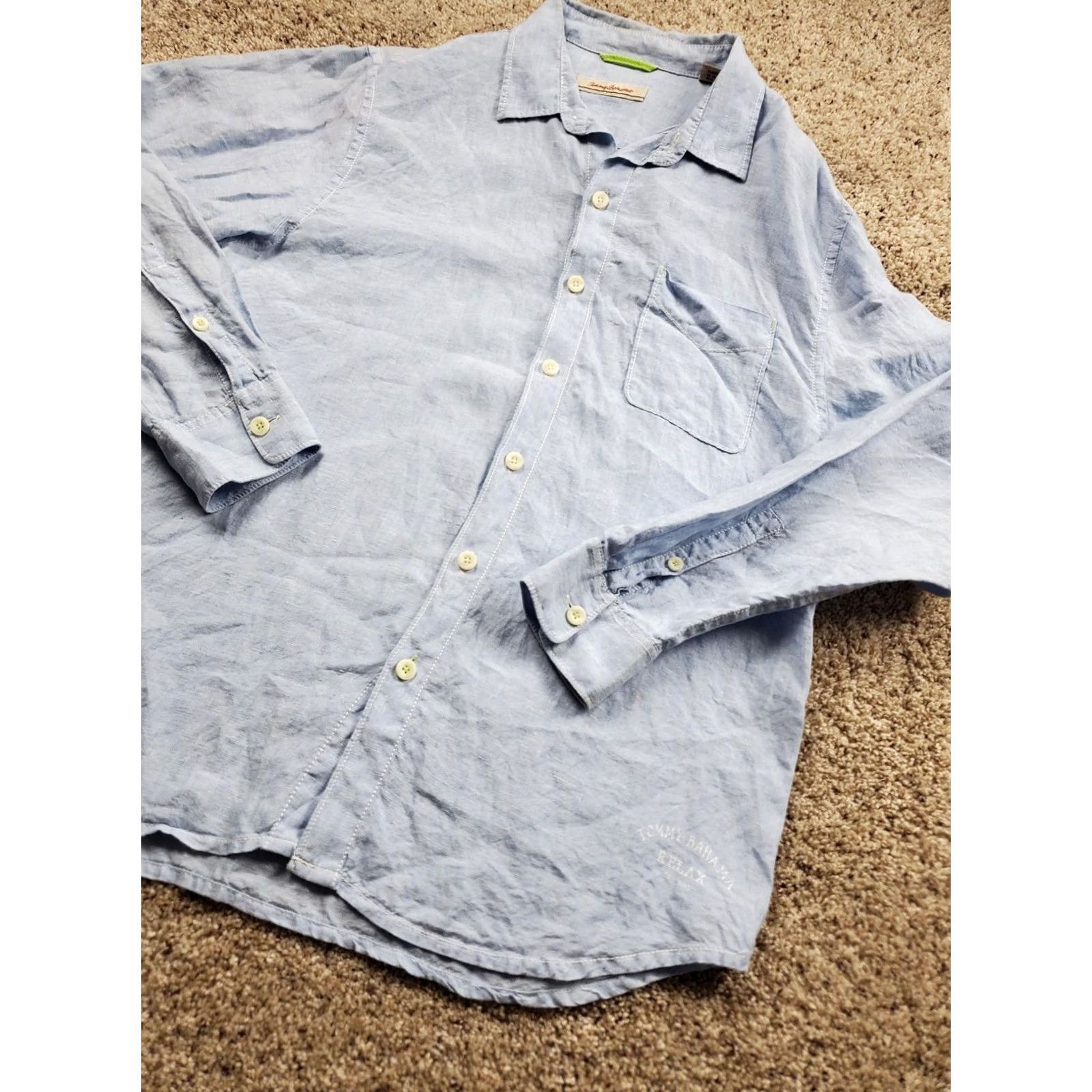 Tommy Bahama Tommy Bahama Shirt Mens Large Blue 100% Linen Long Sleeve Relax Casual Shirt Size US L / EU 52-54 / 3 - 2 Thumbnail