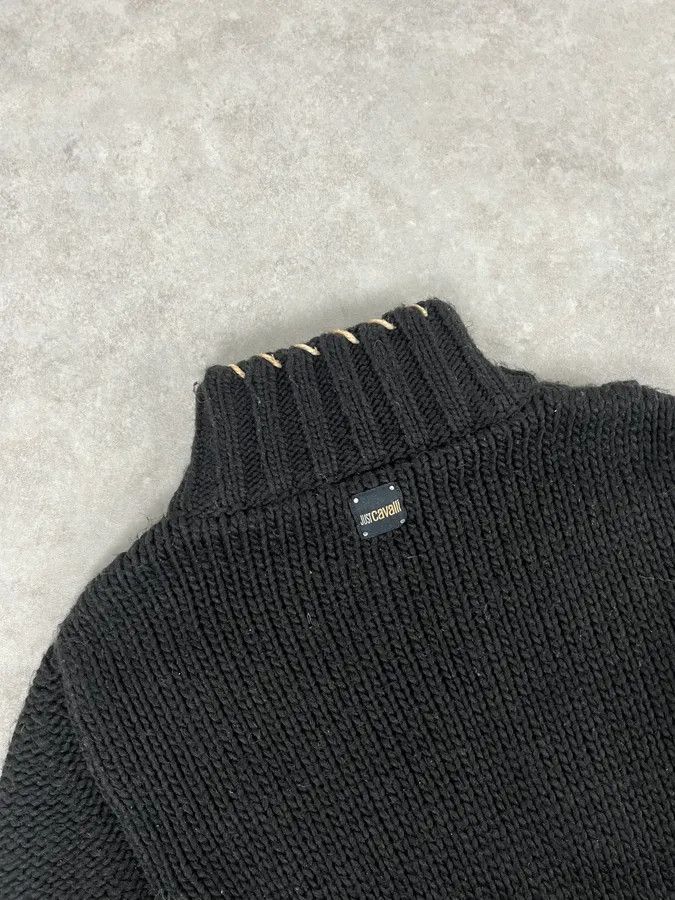 Just Cavalli AW2005 Cavalli Black Wool Half-Zip Sweater Size US L / EU 52-54 / 3 - 7 Thumbnail