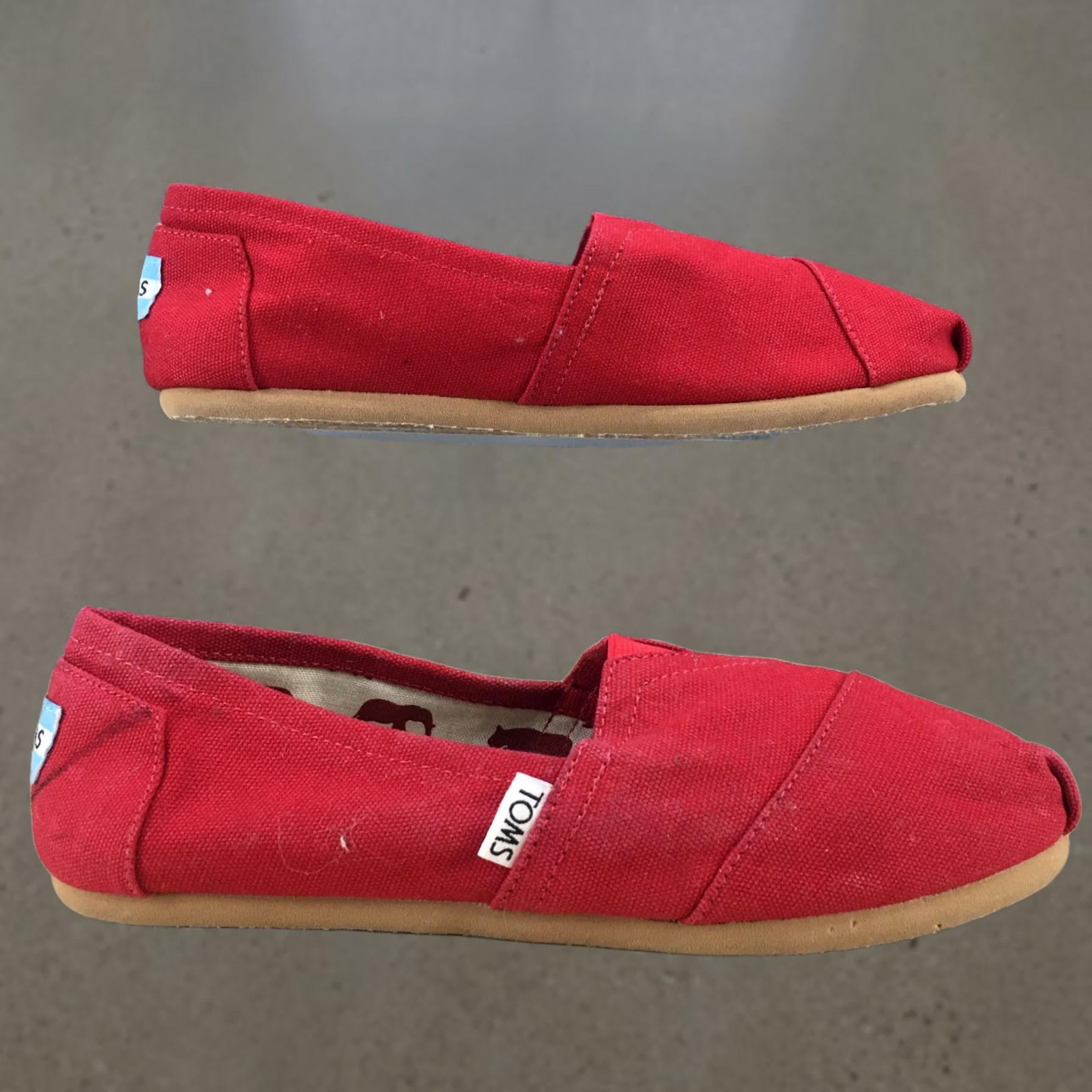 Toms TOMS Alpargata Slip-On Flats Womens 7.5 Red Canvas Casual Comfort Low Top Shoes Size M / US 6-8 / IT 42-44 - 1 Thumbnail