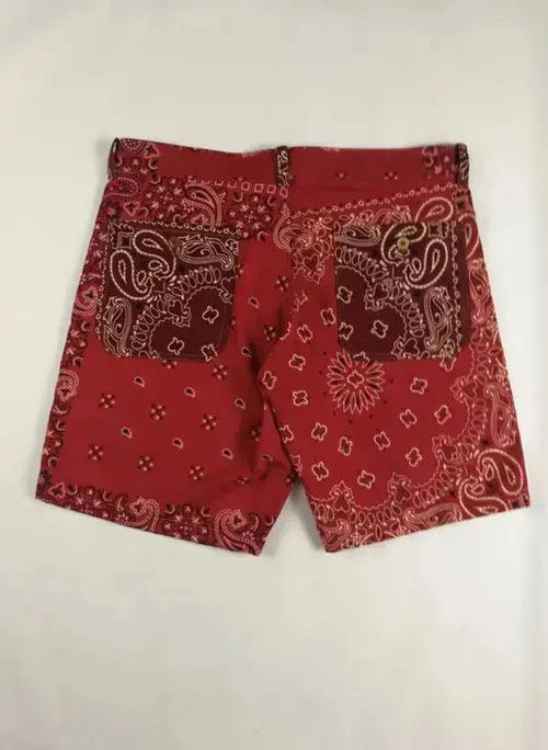 Japanese Brand 21SS Indigo Union Japan Red Bandana Paisley Aloha Shorts Size US 32 / EU 48 - 4 Thumbnail